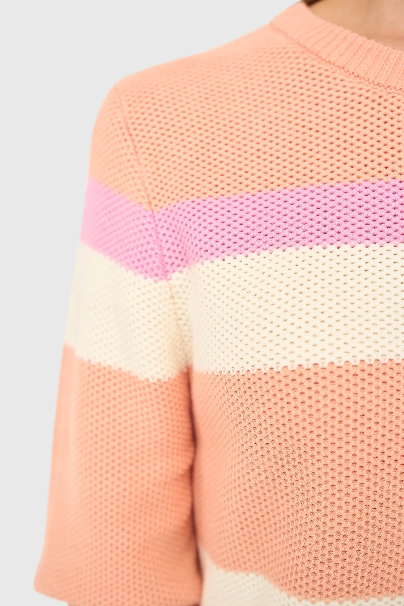 Gestreifter Baumwollpullover für Damen „Dominic Peach“