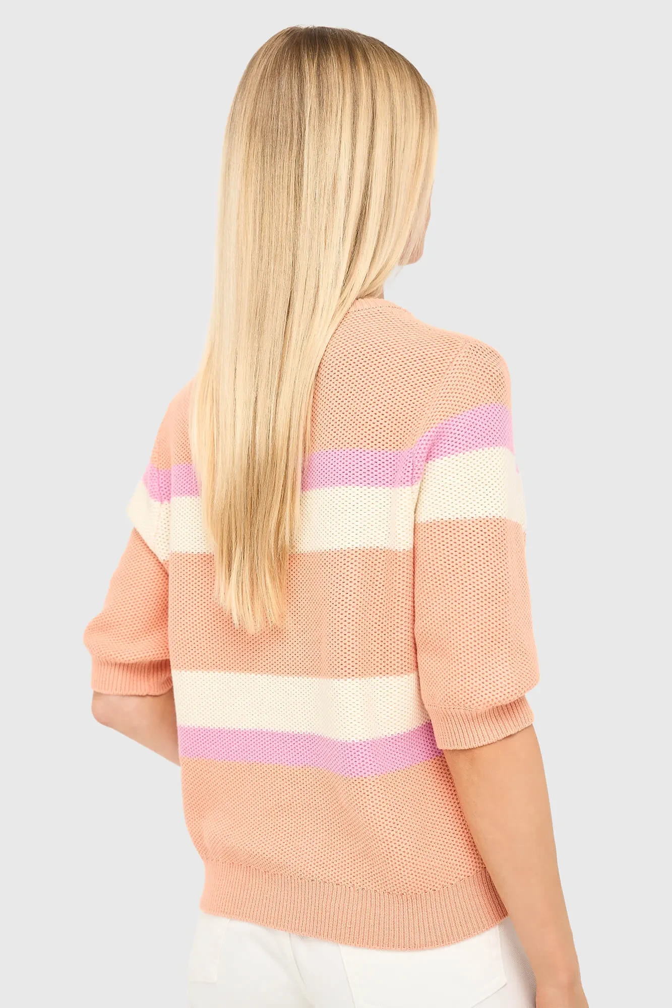 Gestreifter Baumwollpullover für Damen „Dominic Peach“
