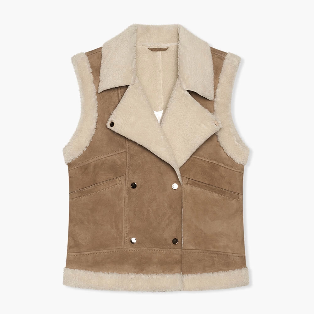 Lammy Dames Vest Suede Nick Cognac