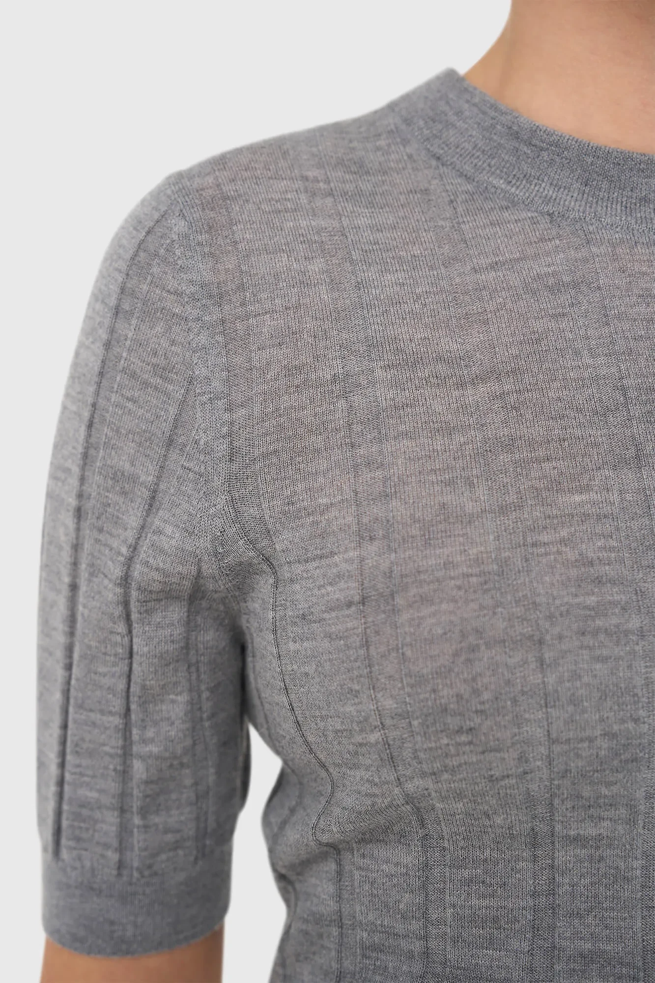 Gray Merino Wool Fine-Knit Sweater Charly Gray