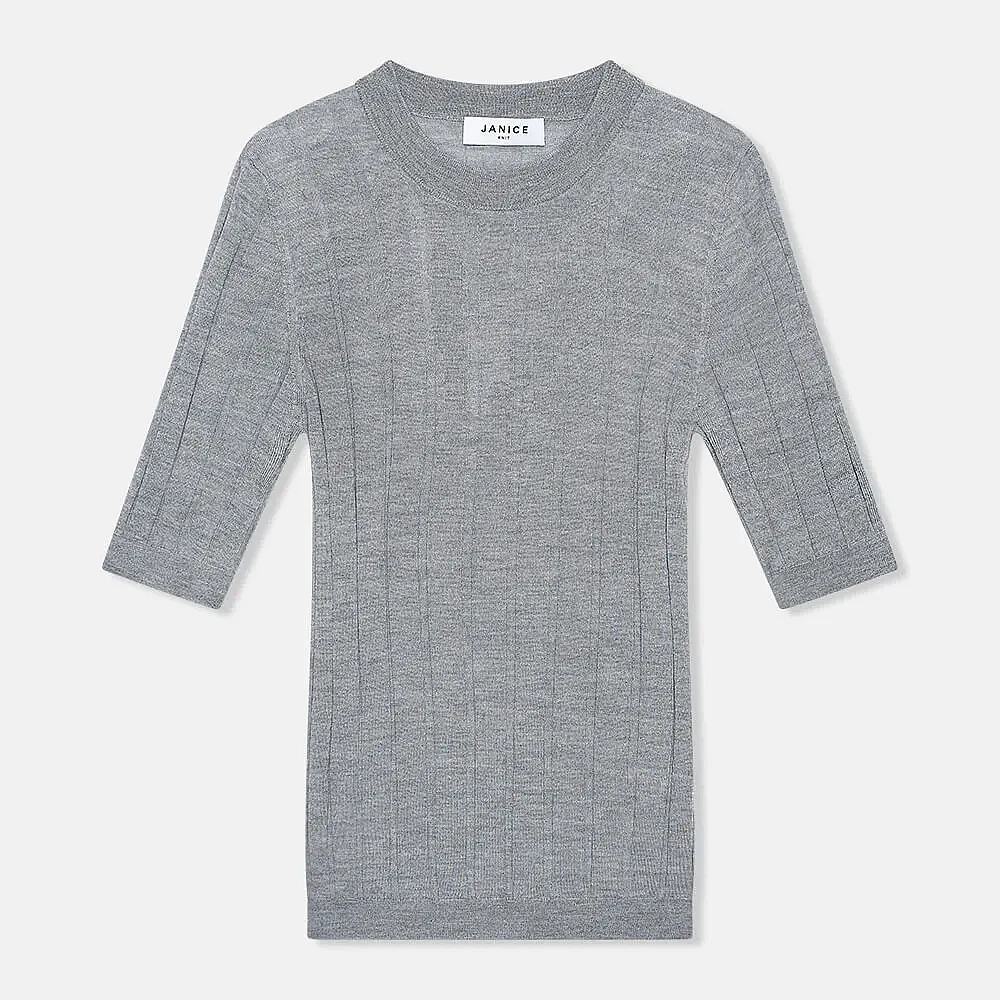 Gray Merino Wool Fine-Knit Sweater Charly Gray