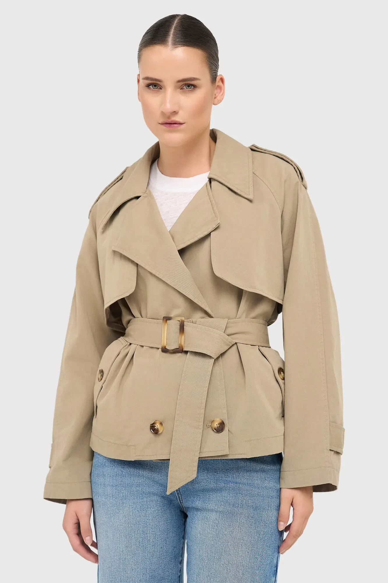 Grüner kurzer Trenchcoat Cayden