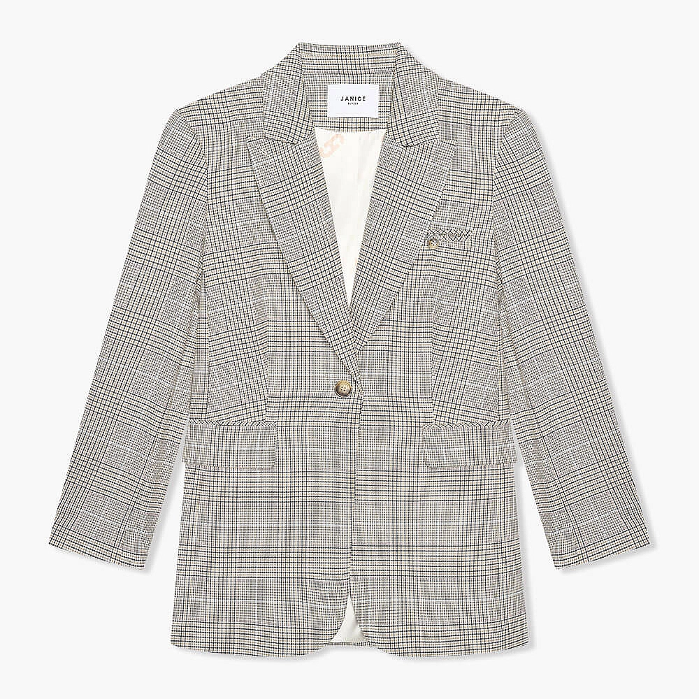 Oversized beige geruite blazer Hank