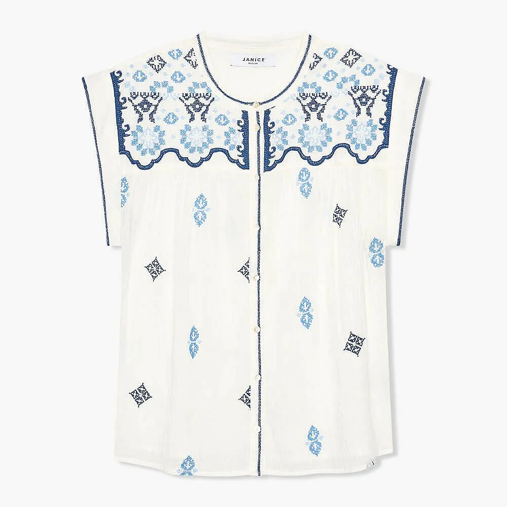 Jace Blouse Wit Blauw