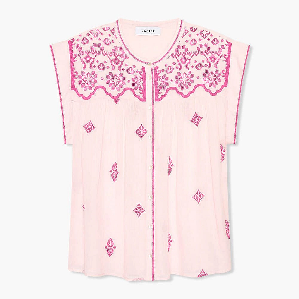 Katoenen roze Blouse Jace broderie