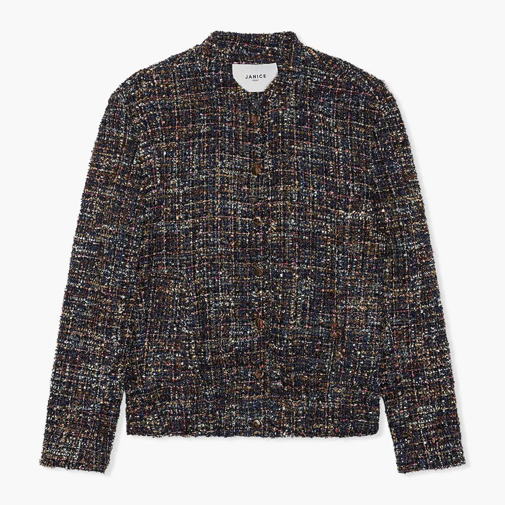 Bomber Jack Dames Tweed Maddox Blauw