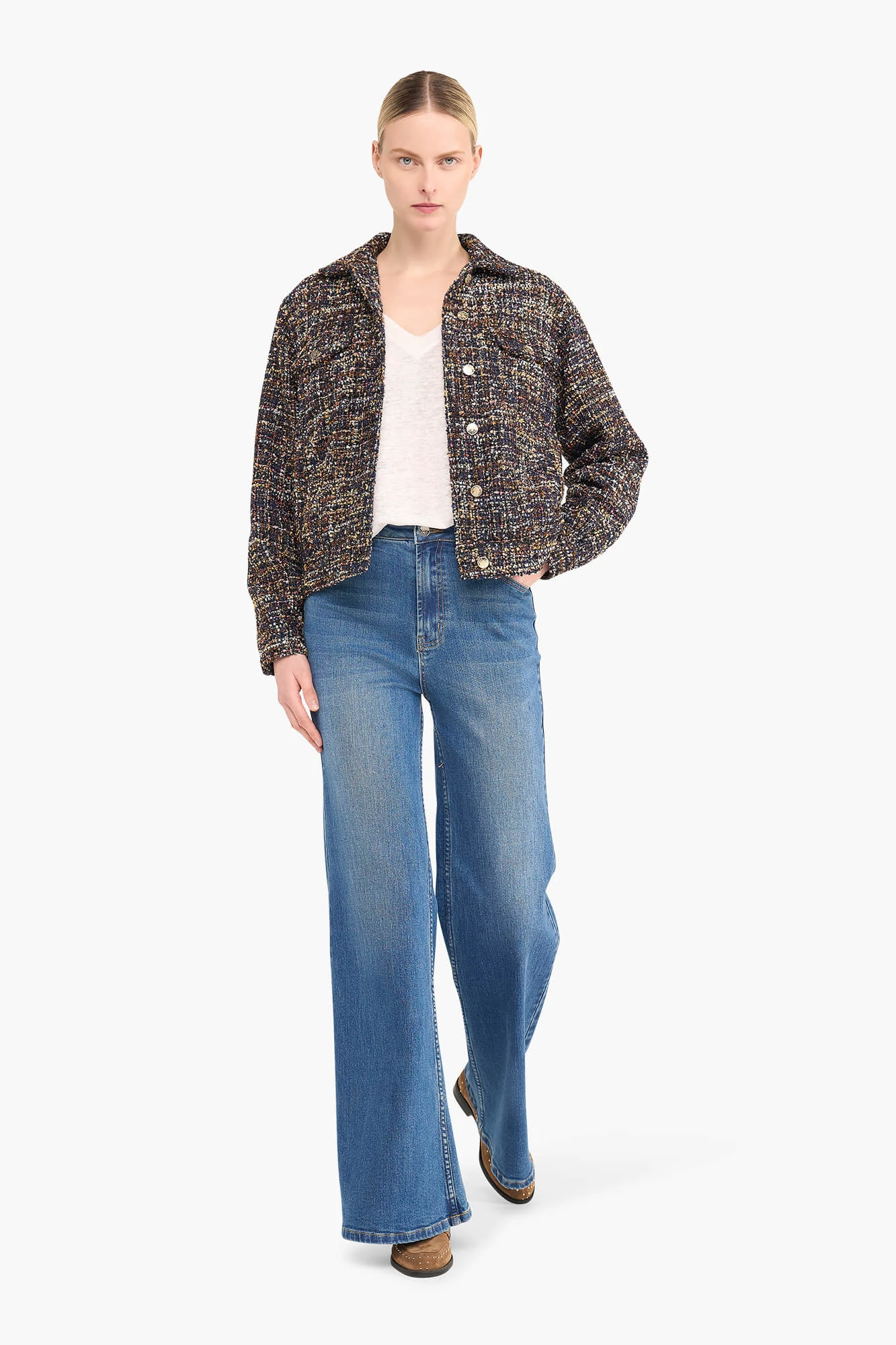 Jas Dames Kort Tweed Gregory Blauw