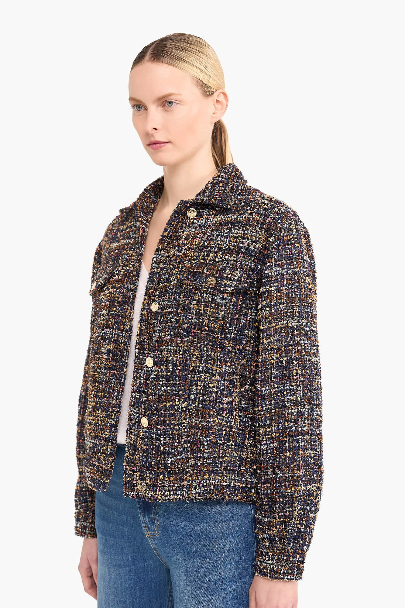 Jas Dames Kort Tweed Gregory Blauw