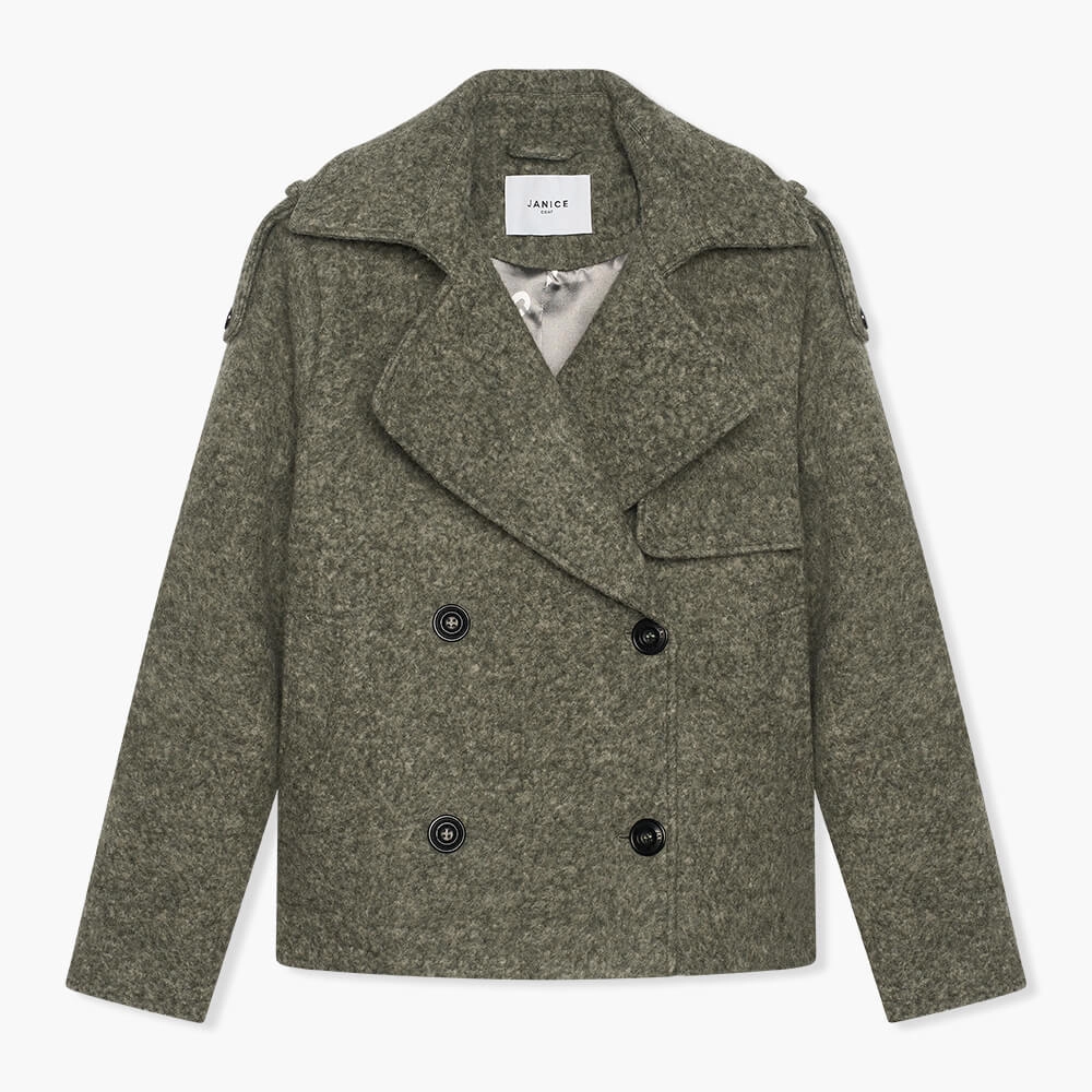 Wollen Jas Dames Kort Jean Groen