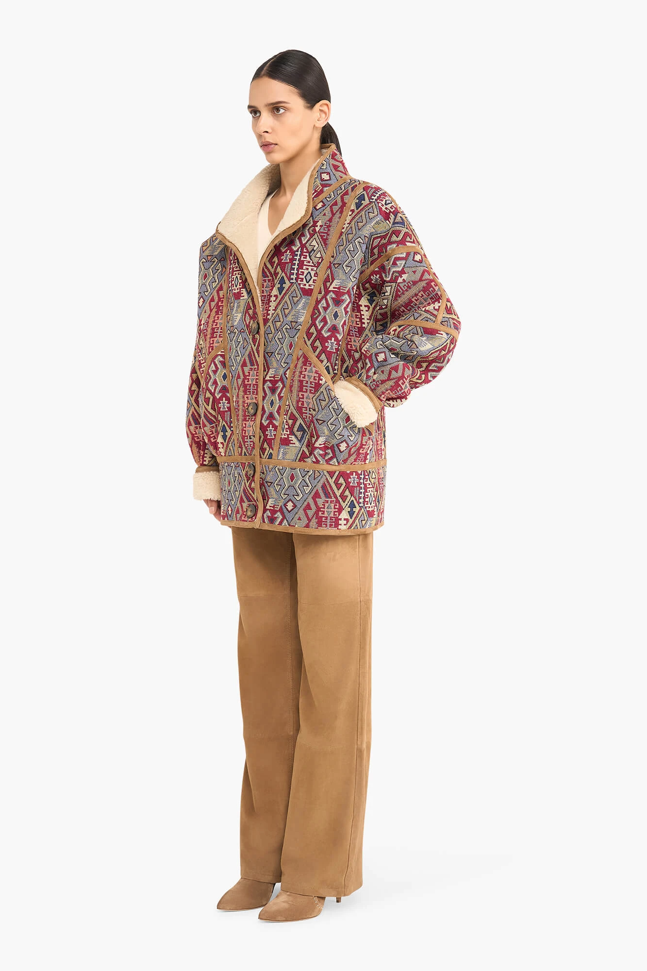 Women's Jacquard Seth Aztec Red Jacket