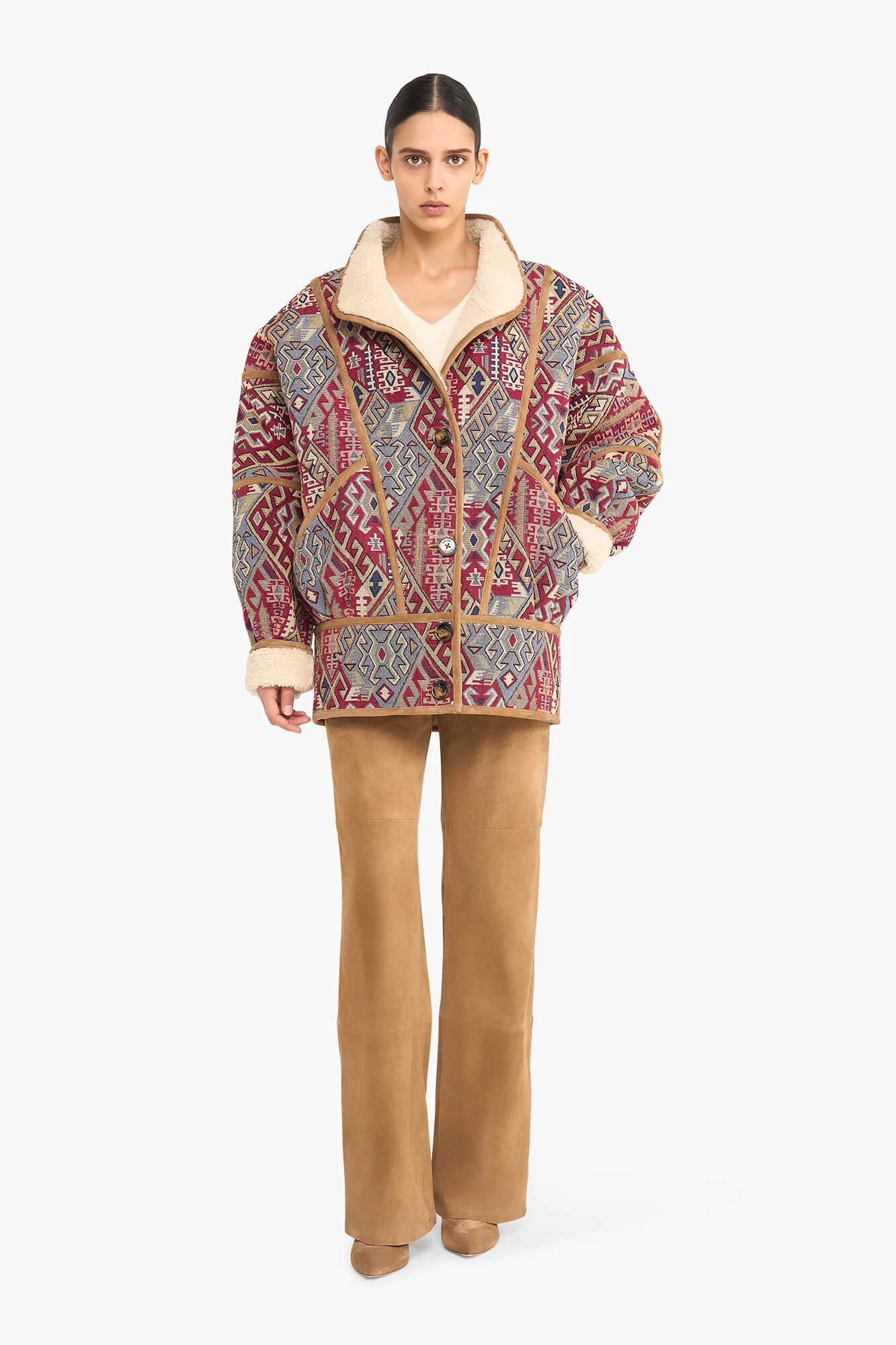 Women's Jacquard Seth Aztec Red Jacket