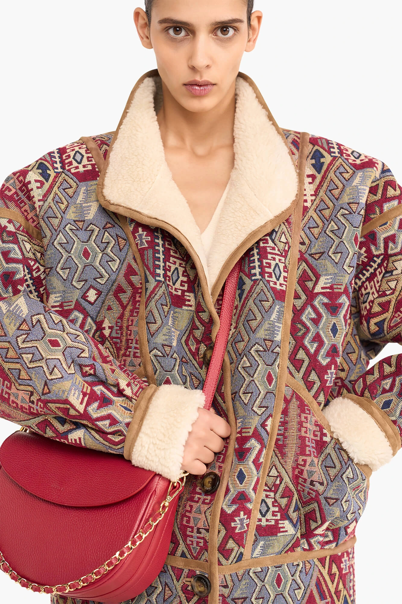 Women's Jacquard Seth Aztec Red Jacket
