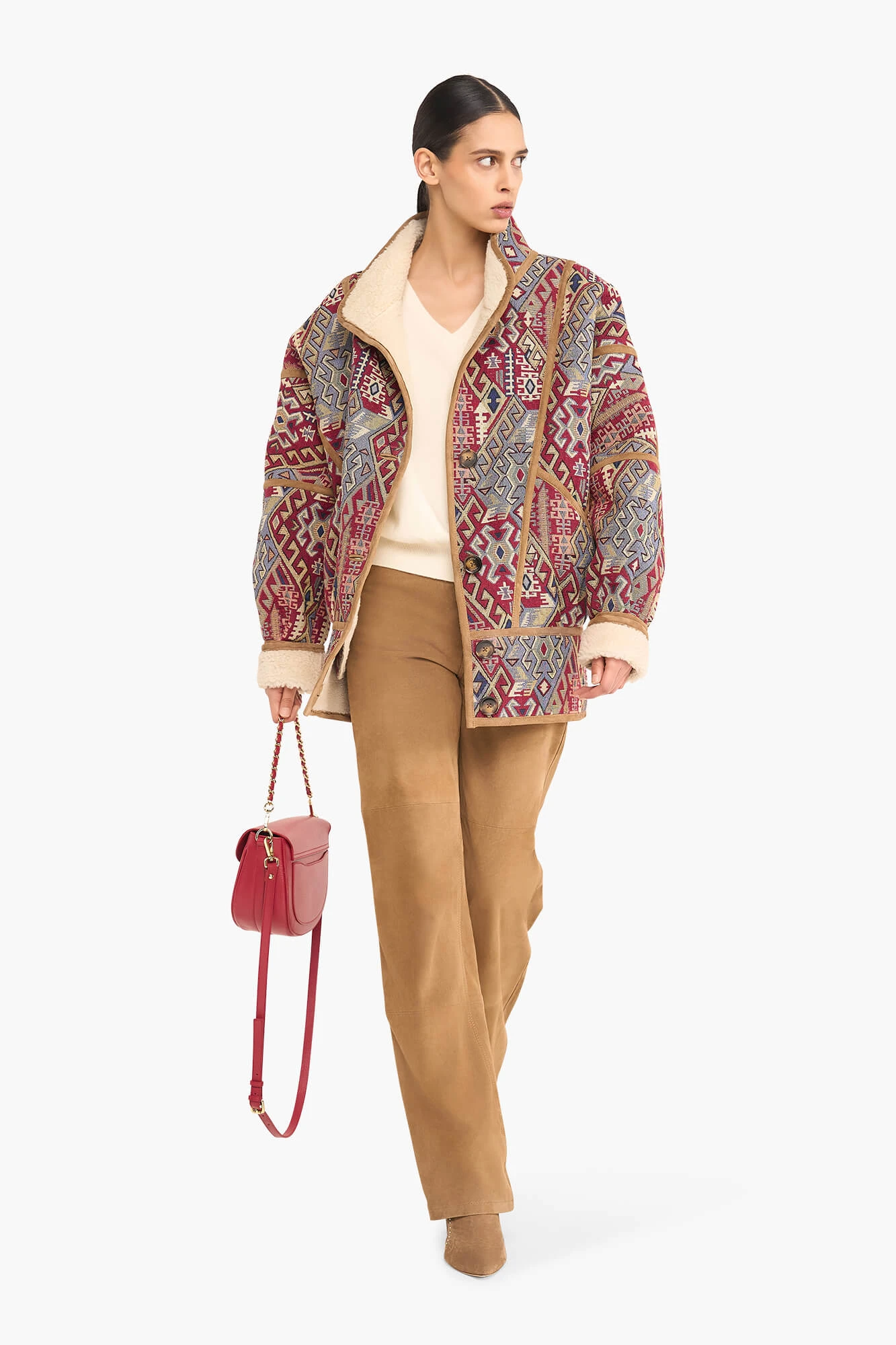 Women's Jacquard Seth Aztec Red Jacket