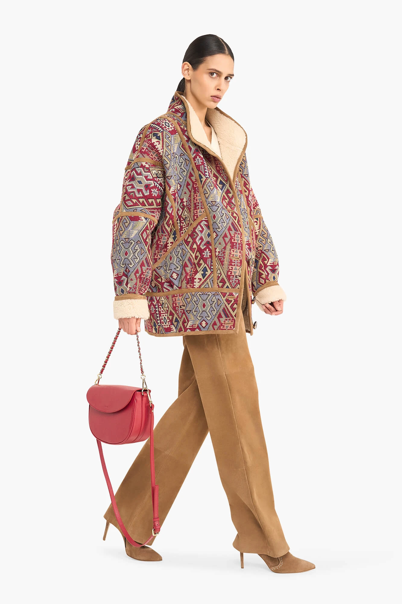 Women's Jacquard Seth Aztec Red Jacket