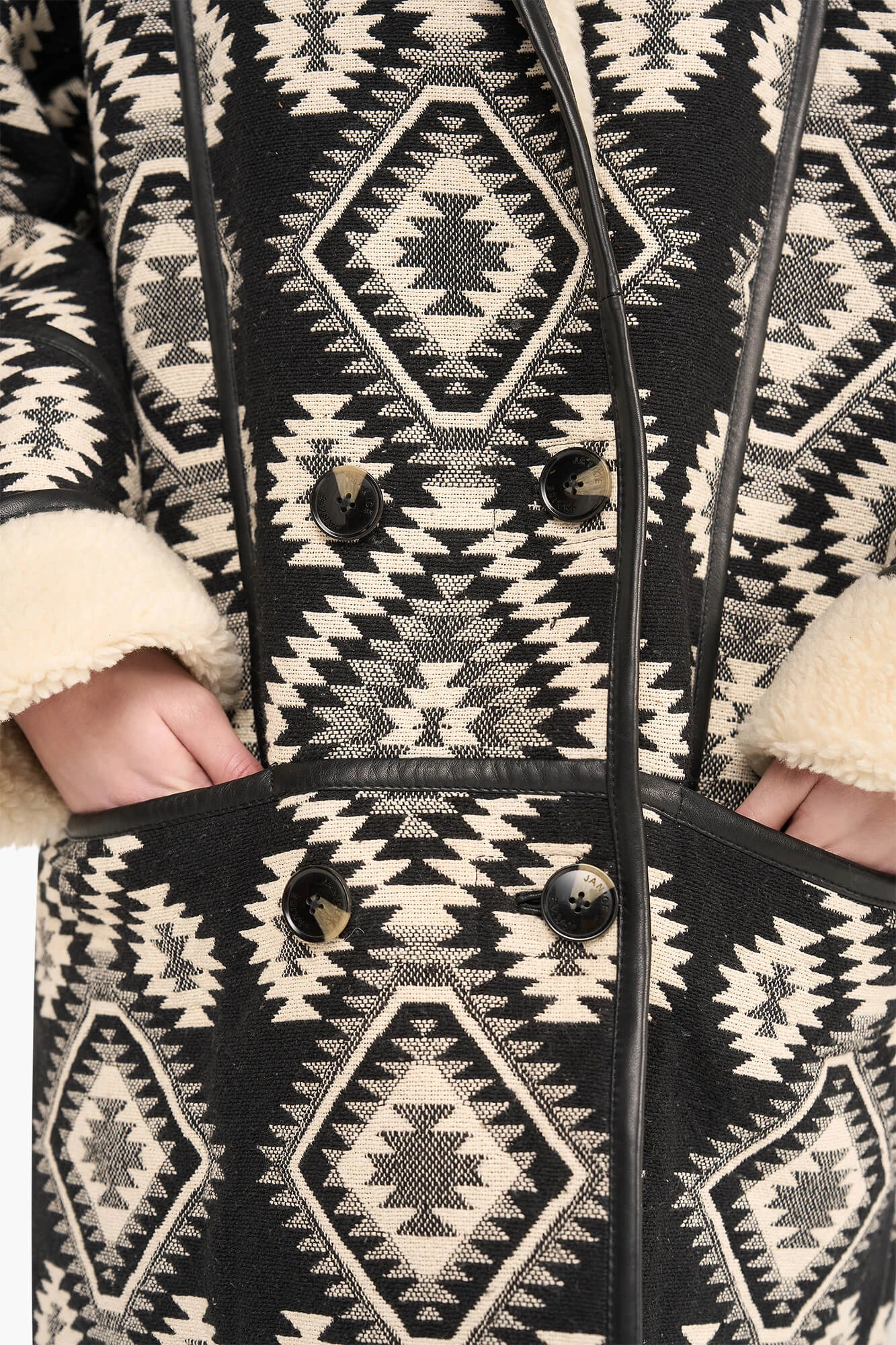 Jas Dames Zwart Creme Raf Jacquard Aztec