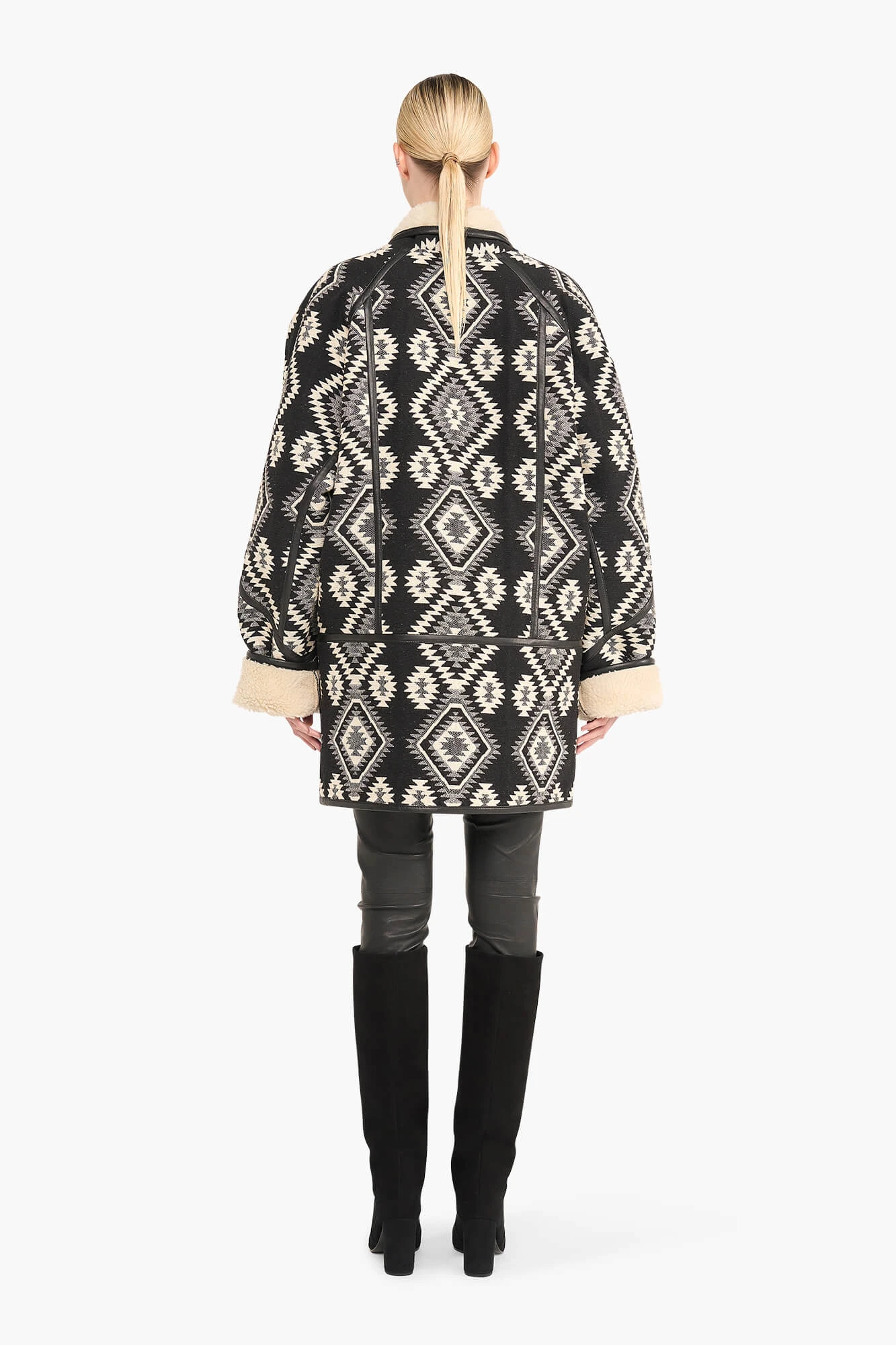 Jas Dames Zwart Creme Raf Jacquard Aztec
