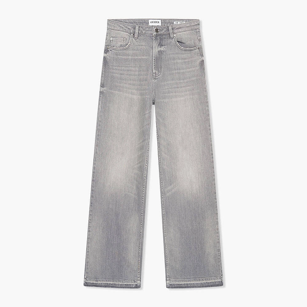 Grijze Jeans Dames Wijde Pijp Jason