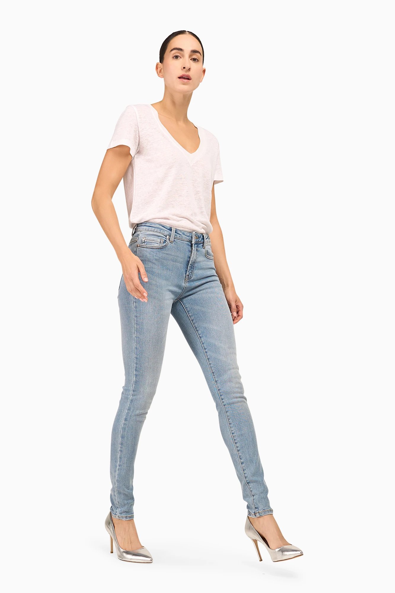 High Rise Skinny Jeans Rocket Blauw 323