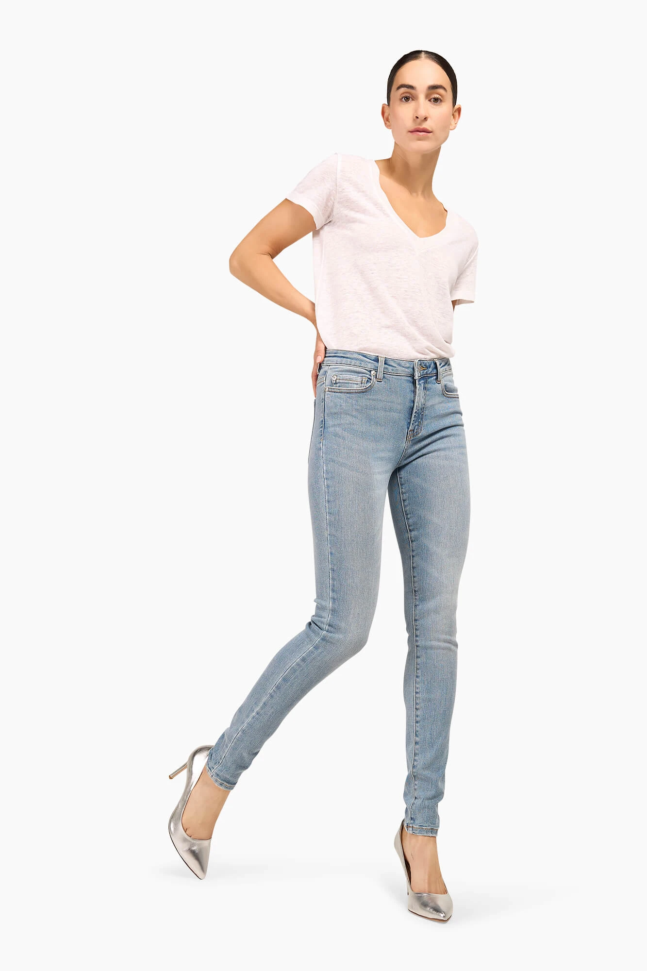 High-Rise-Skinny-Jeans Rocket Blau 323