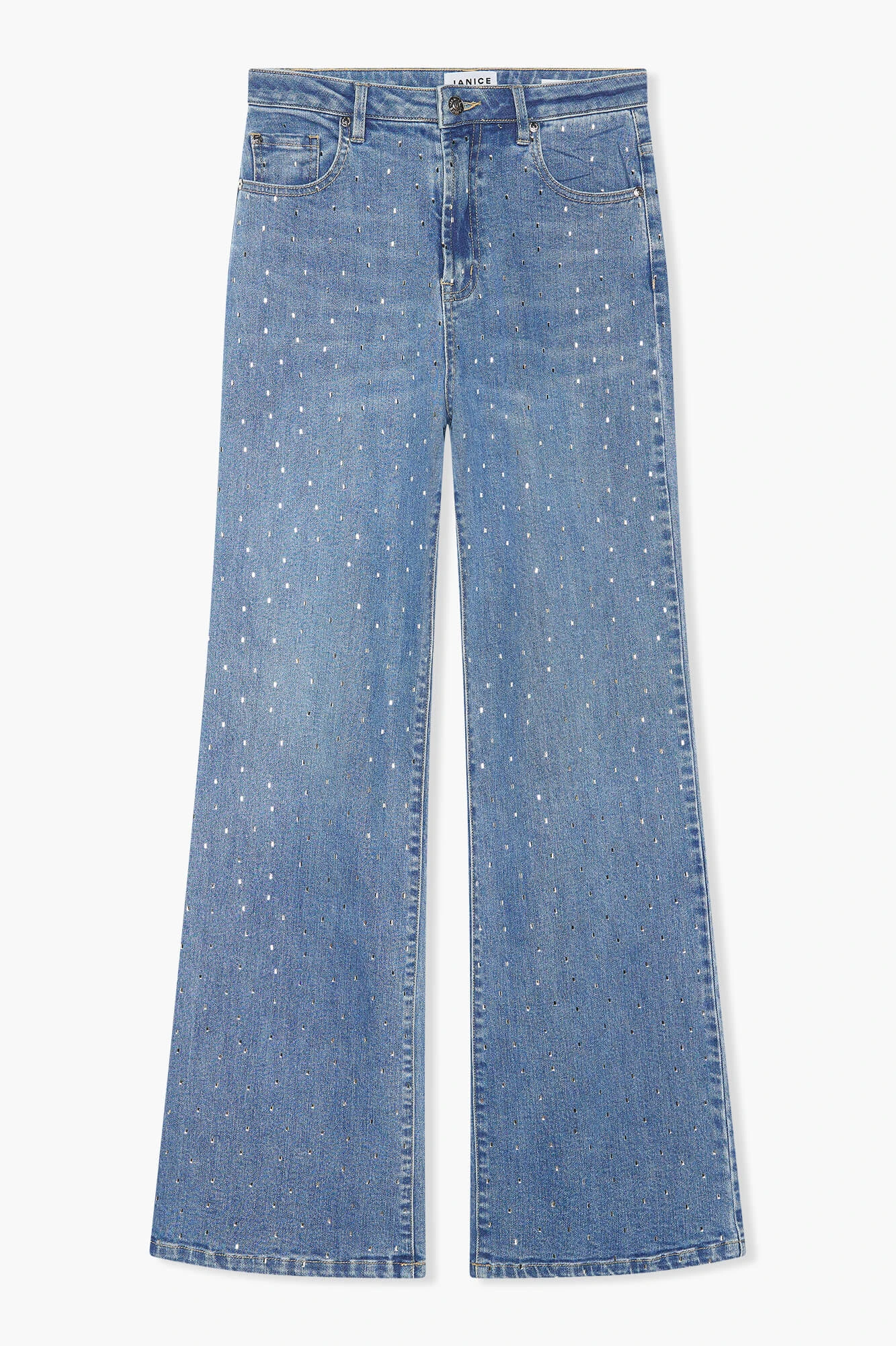 Jeans Dames Wijde Pijp Steentjes Jason Blauw 028