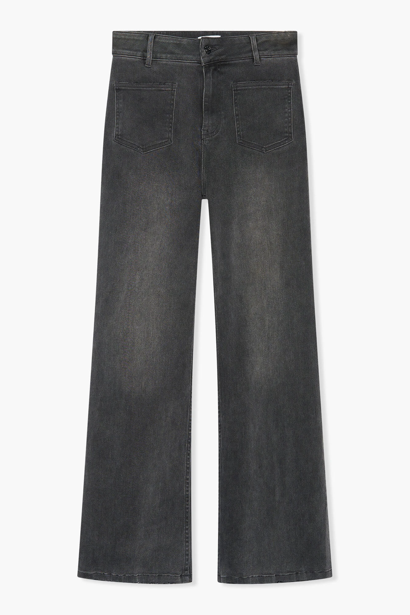 High-Waist-Jeans für Damen, gerader Schnitt, ausgestellt, Jagger, grau, Größe 415