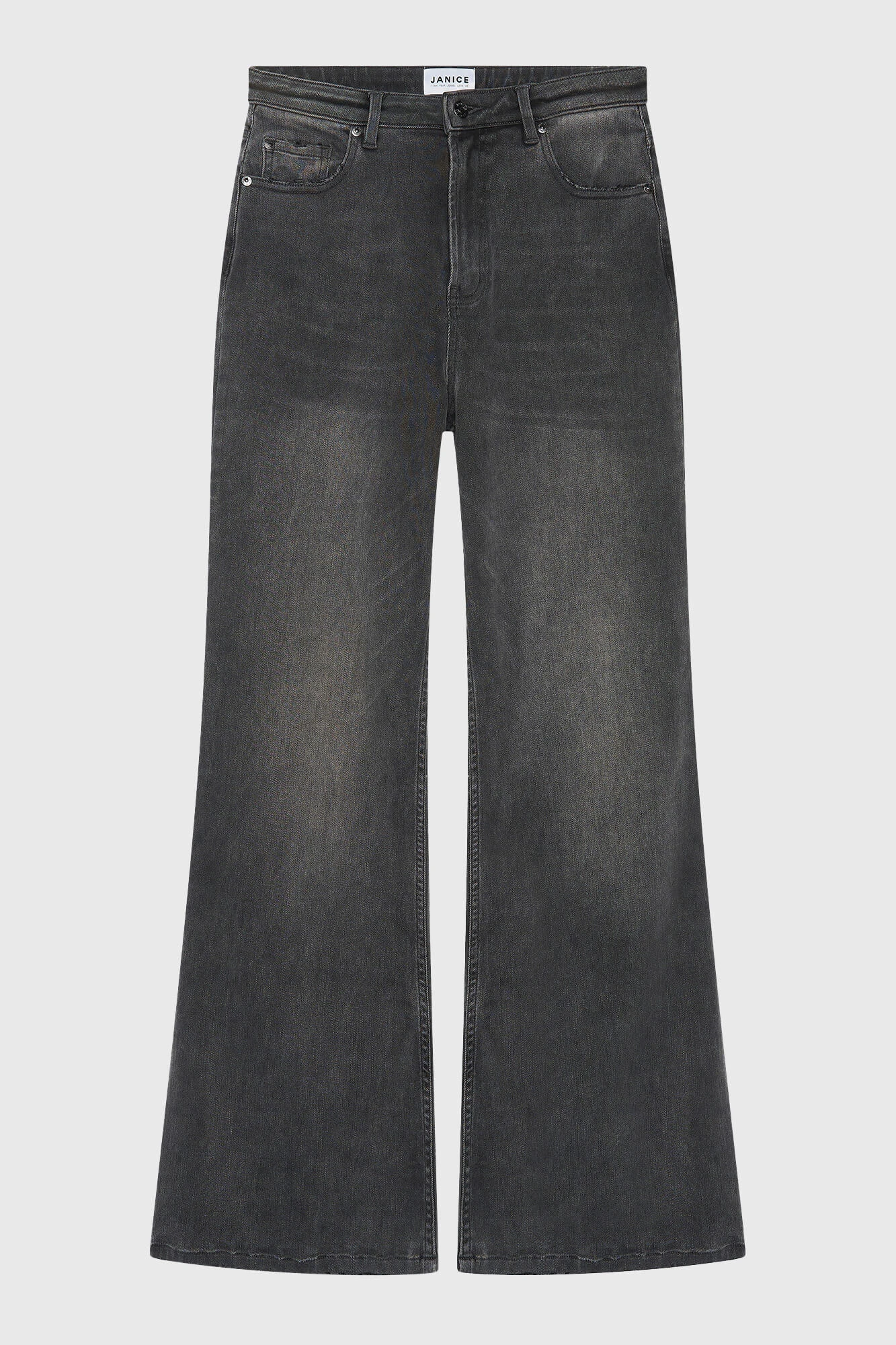 High-Waist-Jeans mit weitem Bein, Mason, Grau, 415