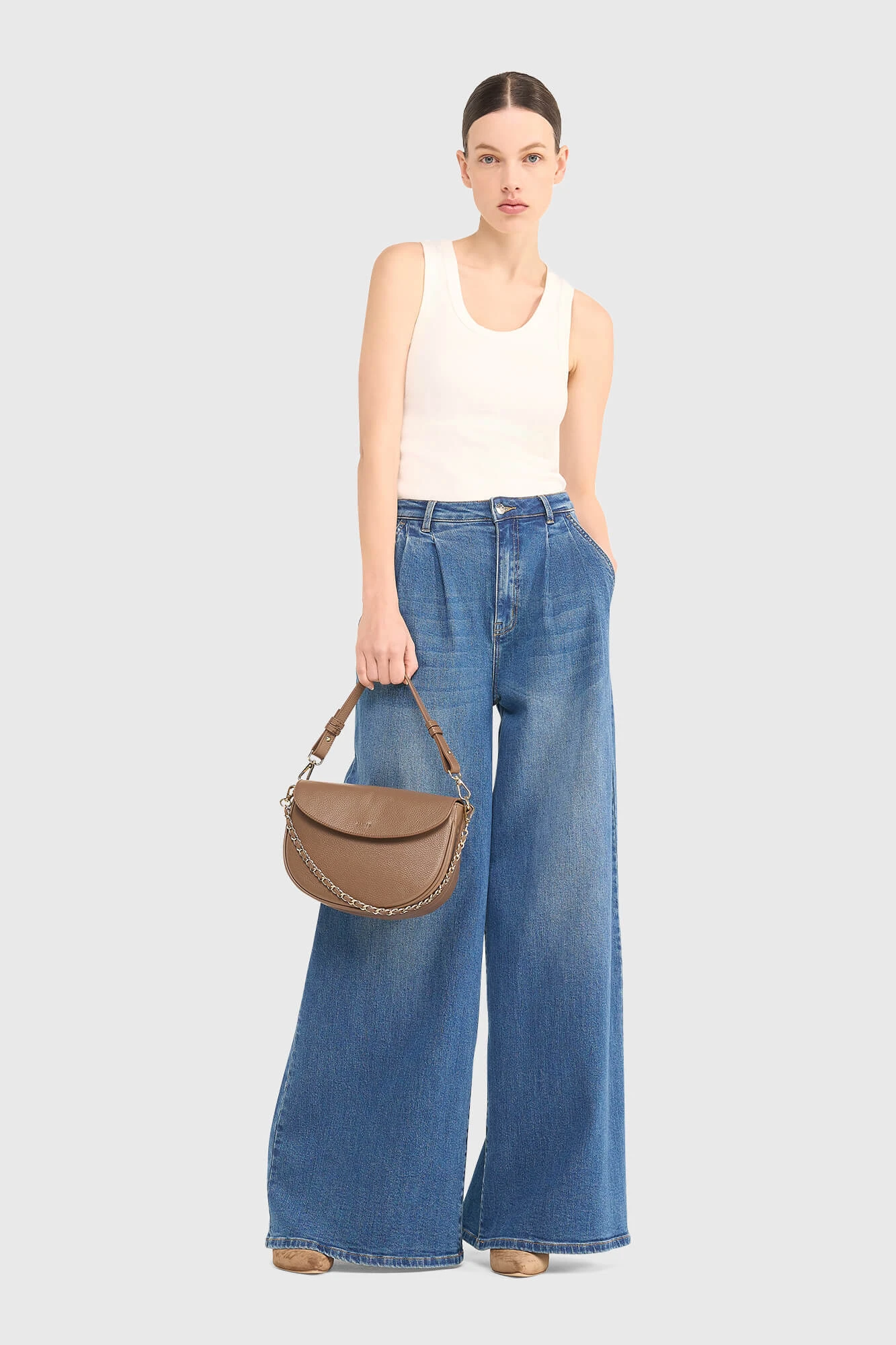 Damenjeans mit weitem Bein, Dollar-Blau 111