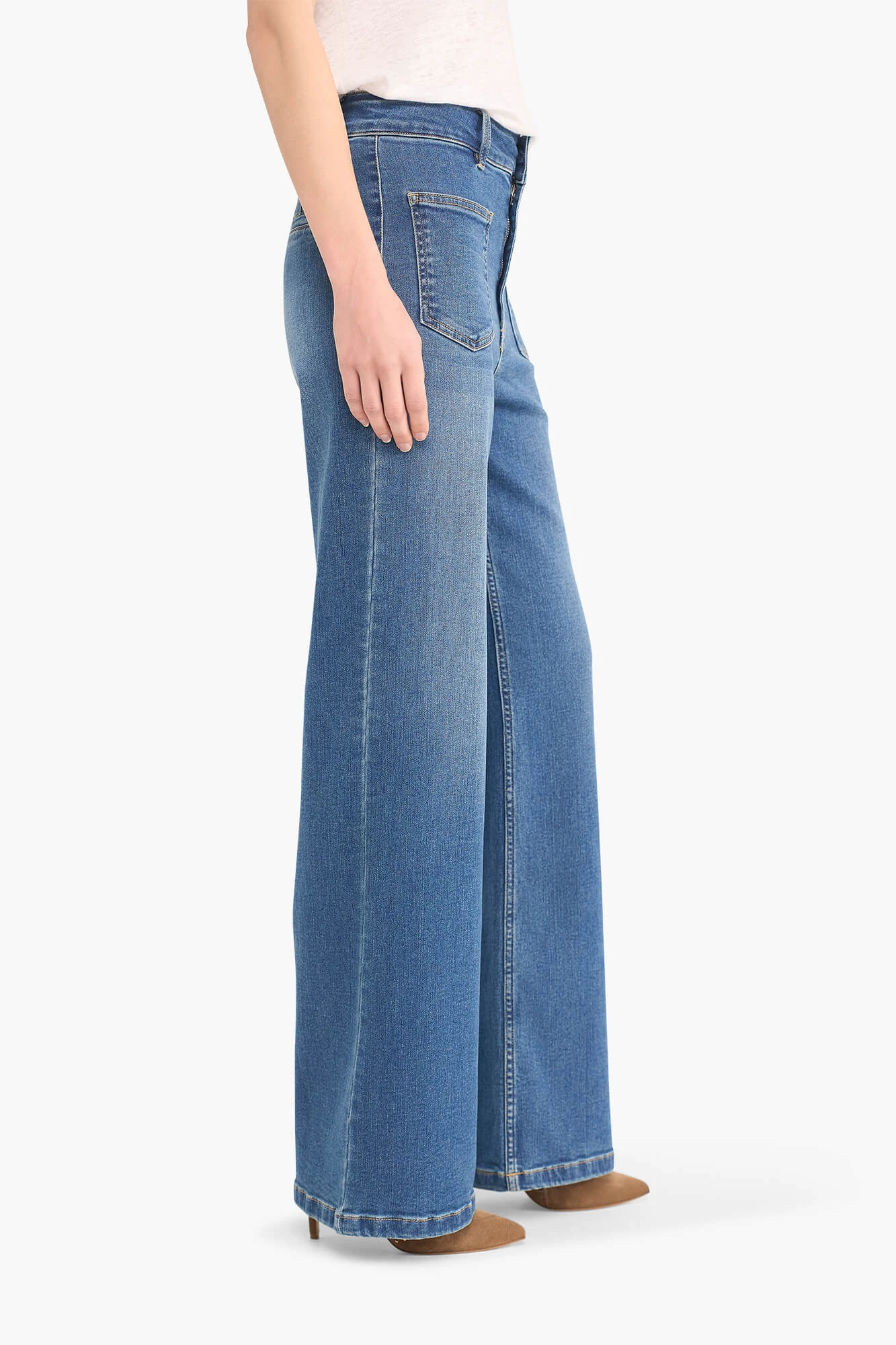 High Rise Dames Jeans Rechte Pijp Flared Jagger Blauw 111