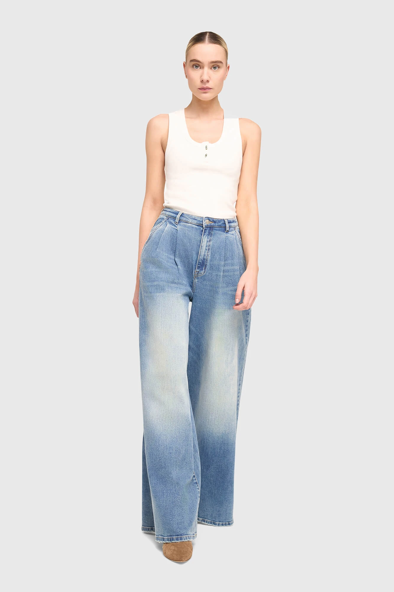 Damenjeans mit weitem Bein, Dollar-Blau 920