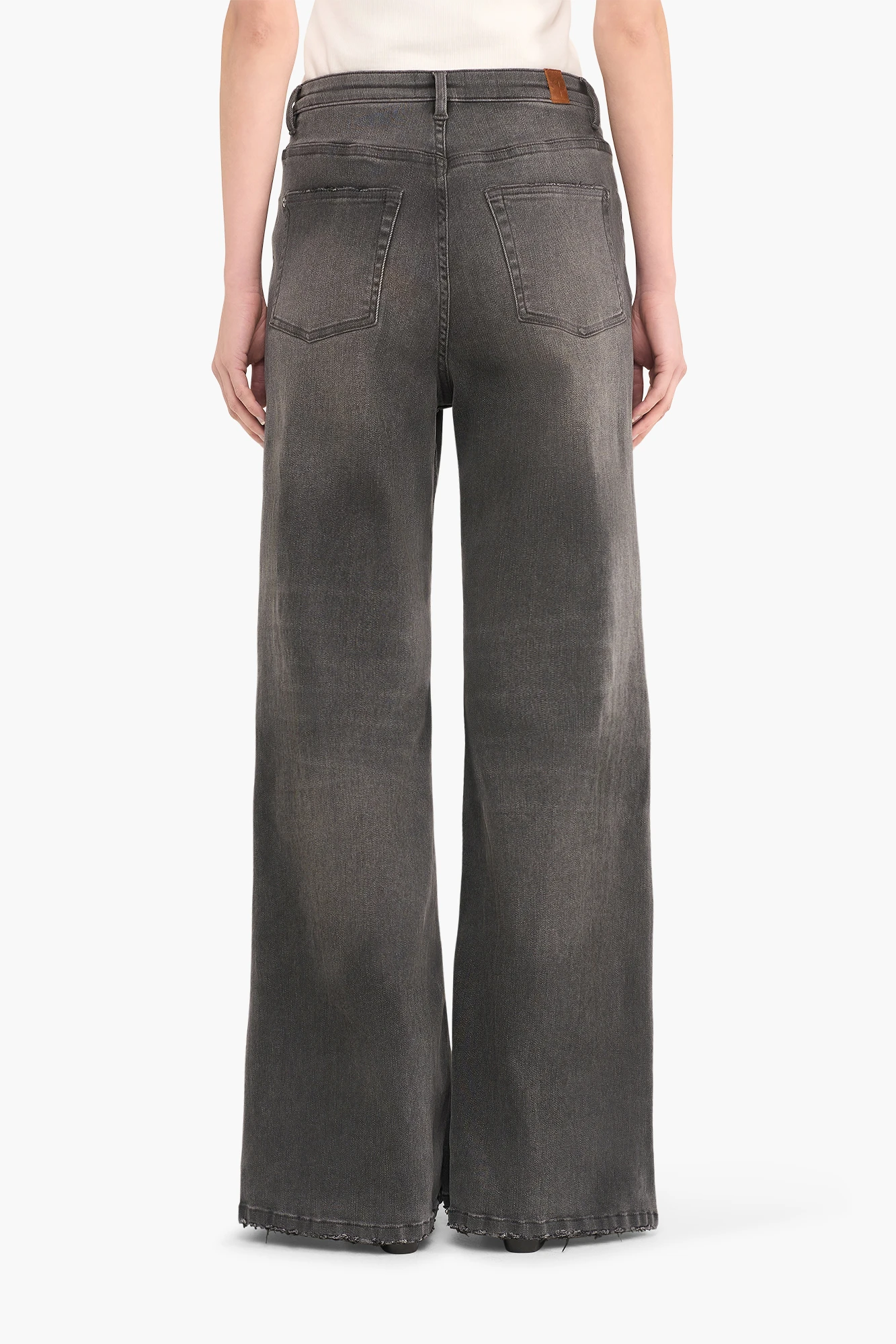 High-Waist-Jeans mit weitem Bein, Mason, Grau, 415