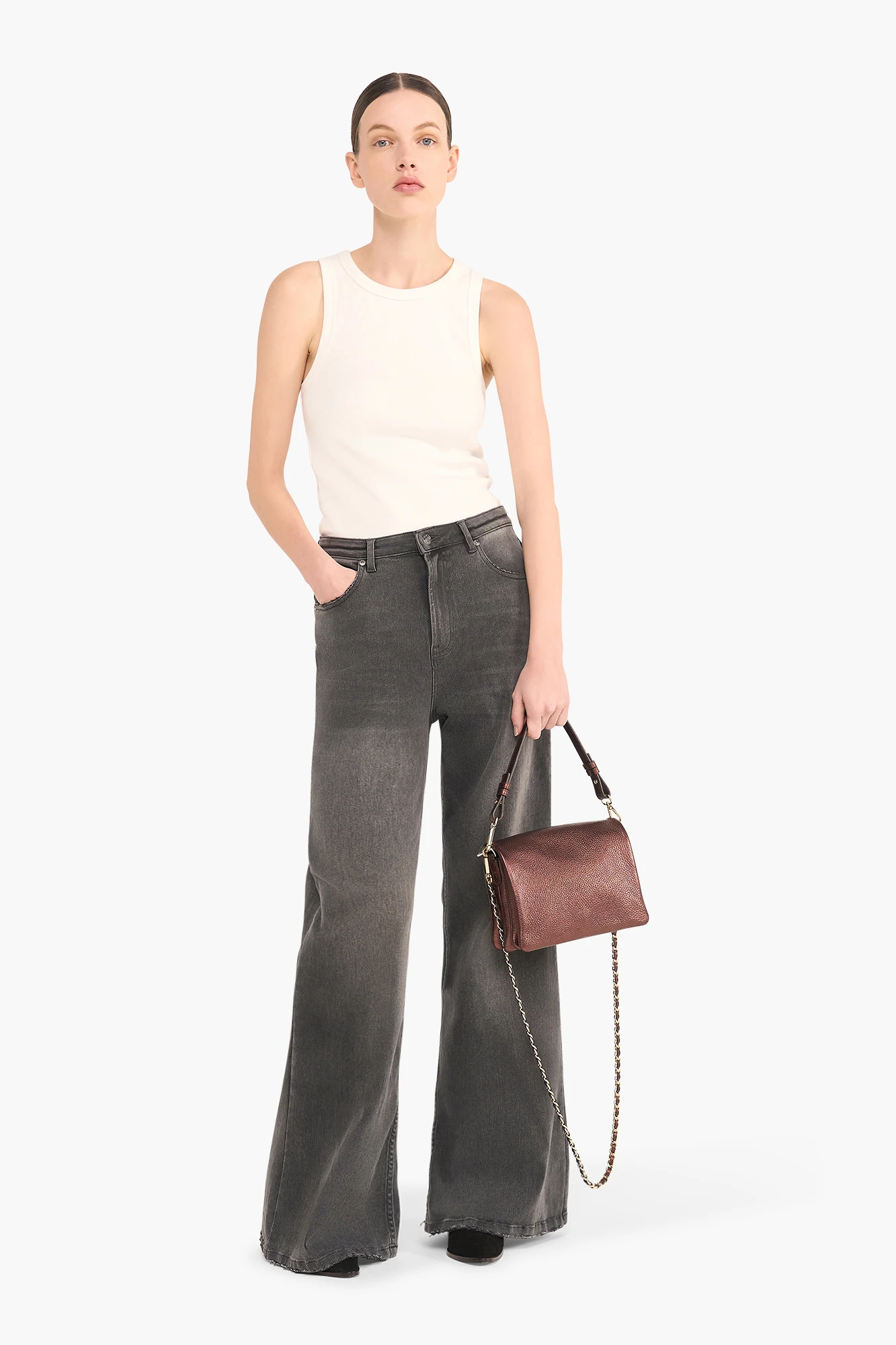High Rise Wijde Leg Jeans Mason Grijs 415