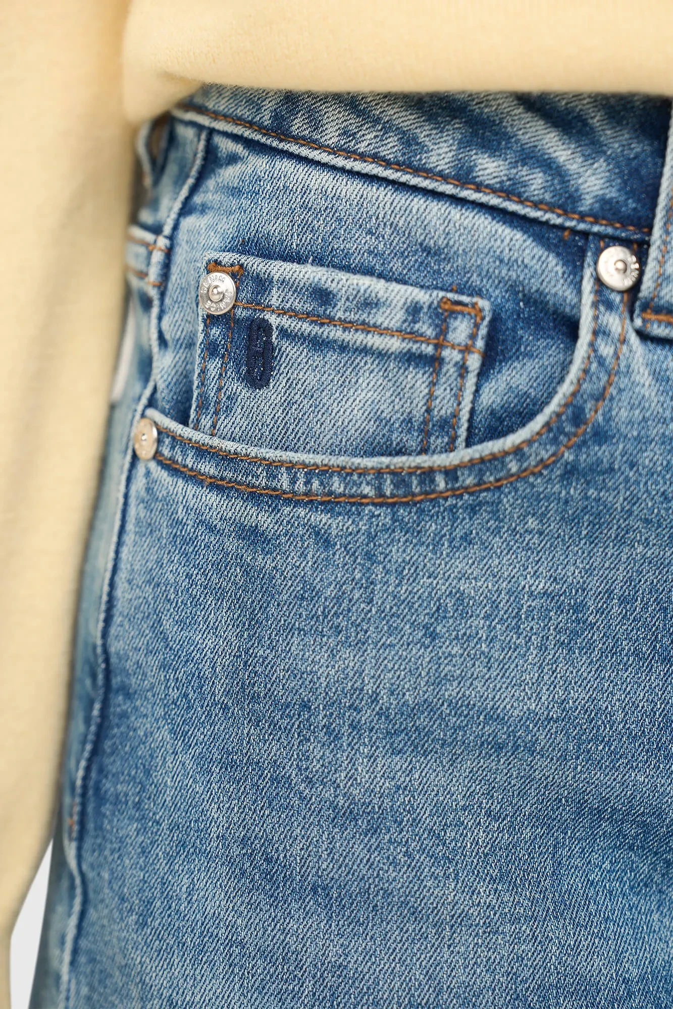 Damenjeans mit weitem Bein, hoher Leibhöhe und Stretch, Mason, Blau, 379