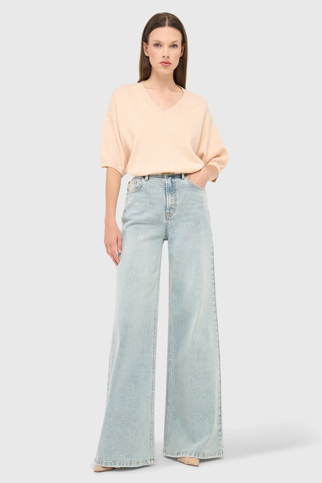 Women's Wide-Leg High-Rise Stretch Jeans, Mason Blue, Size 565