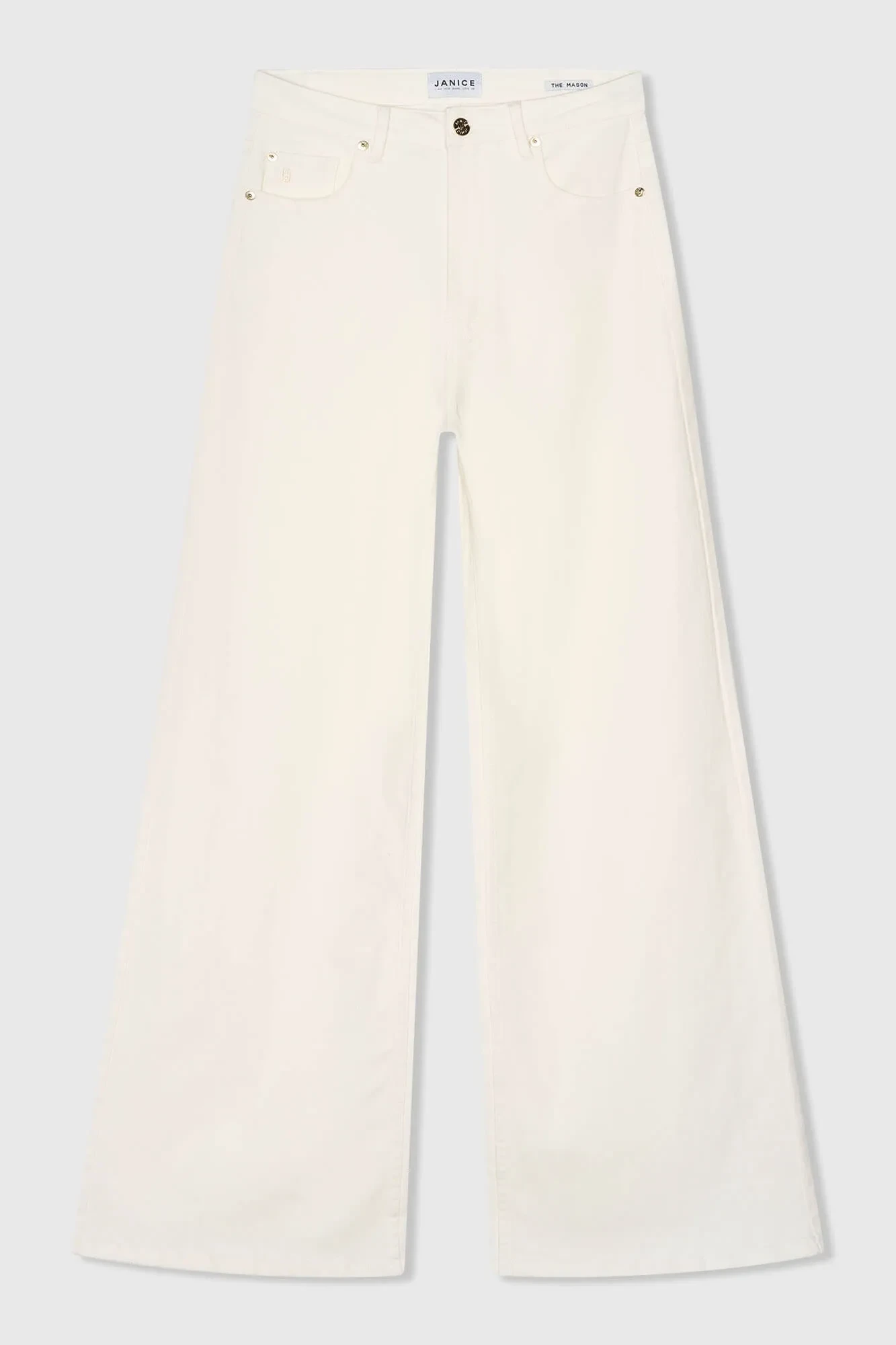 Women's Wide-Leg High-Rise Stretch Mason Jeans in Off-White, Size 264