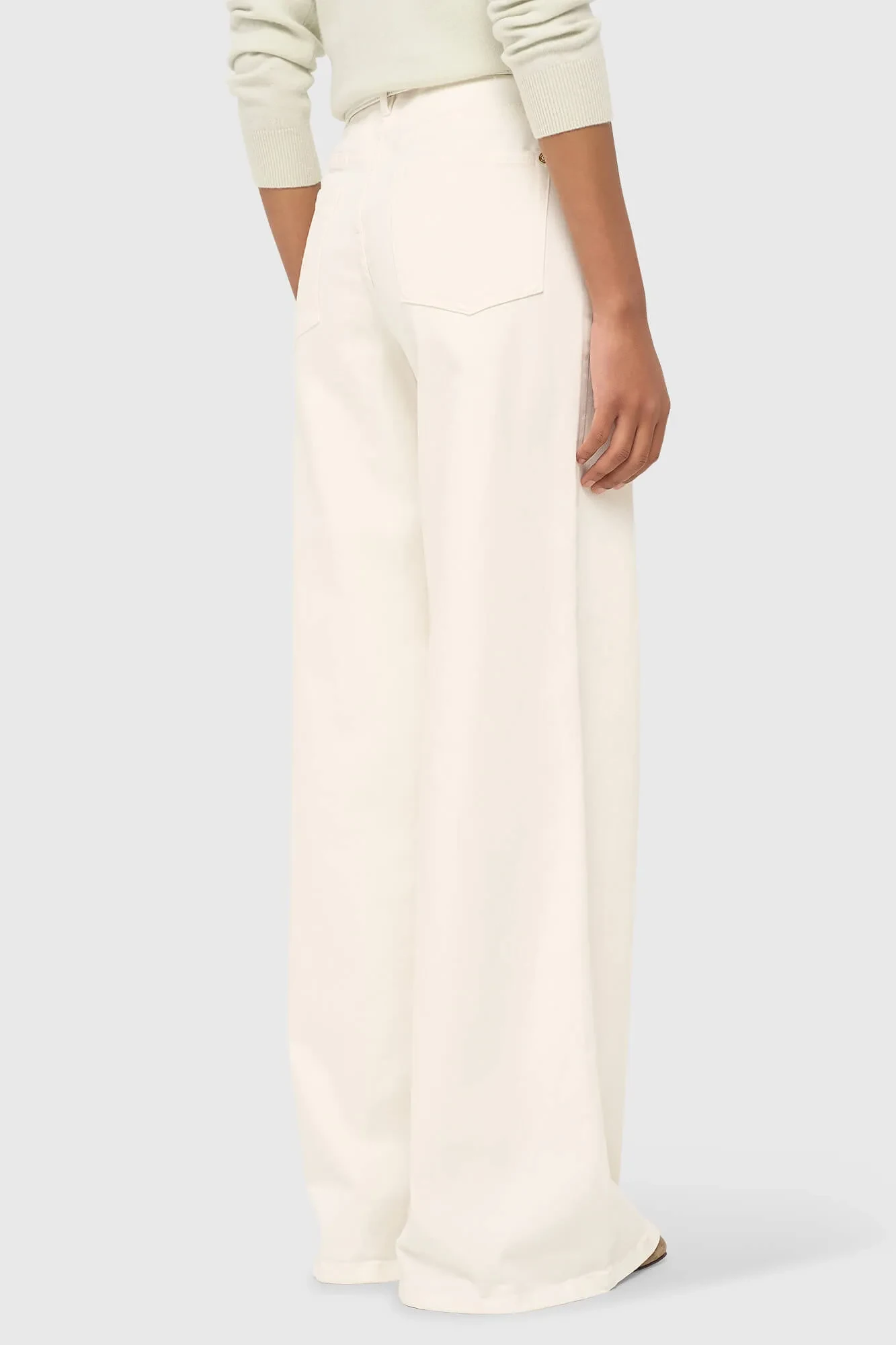 Women's Wide-Leg High-Rise Stretch Mason Jeans in Off-White, Size 264