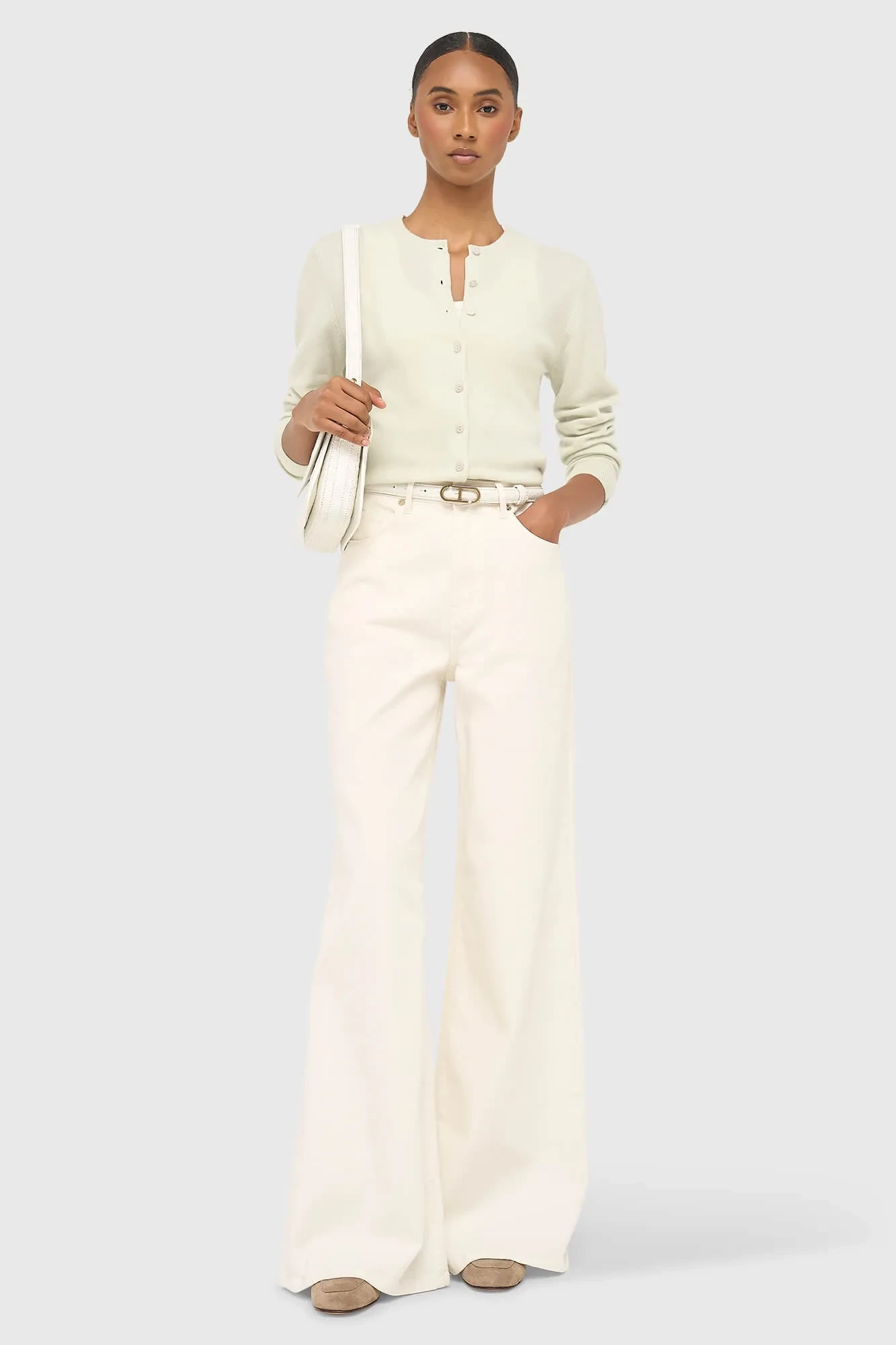 Jeans für Damen, weit geschnitten, hohe Leibhöhe, Stretch, Mason, Off-White, 264