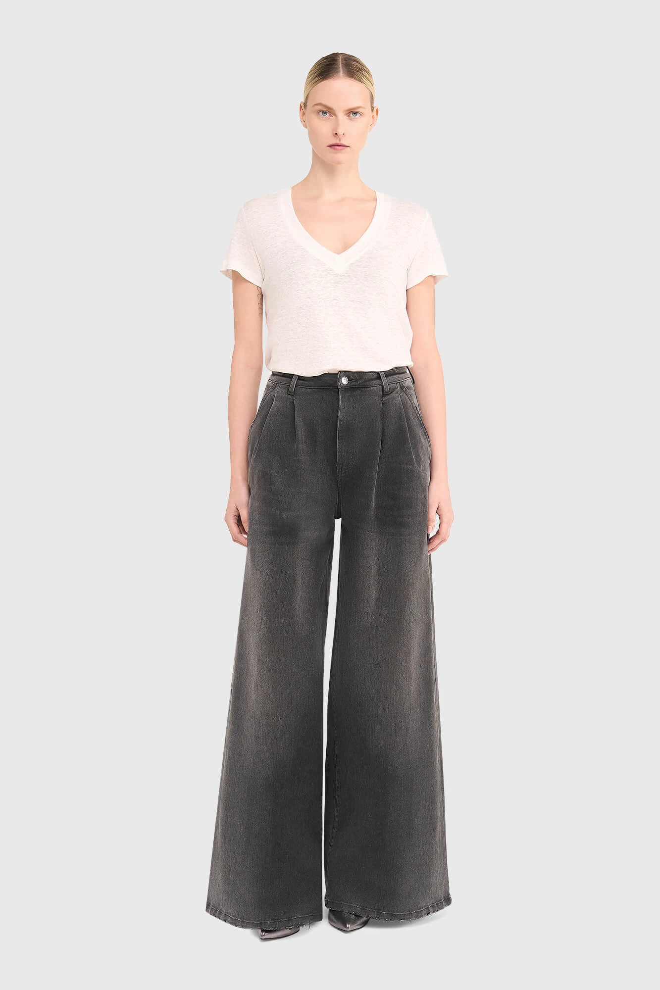 Jeans Dames Wijde Pijp Dollar Grijs 415