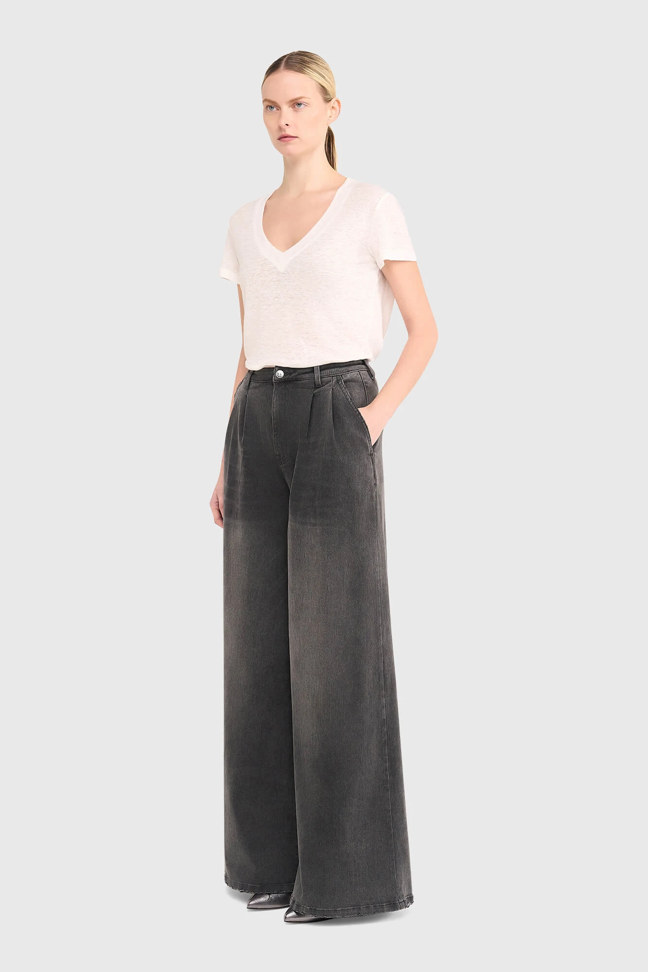 Jeans Dames Wijde Pijp Dollar Grijs 415