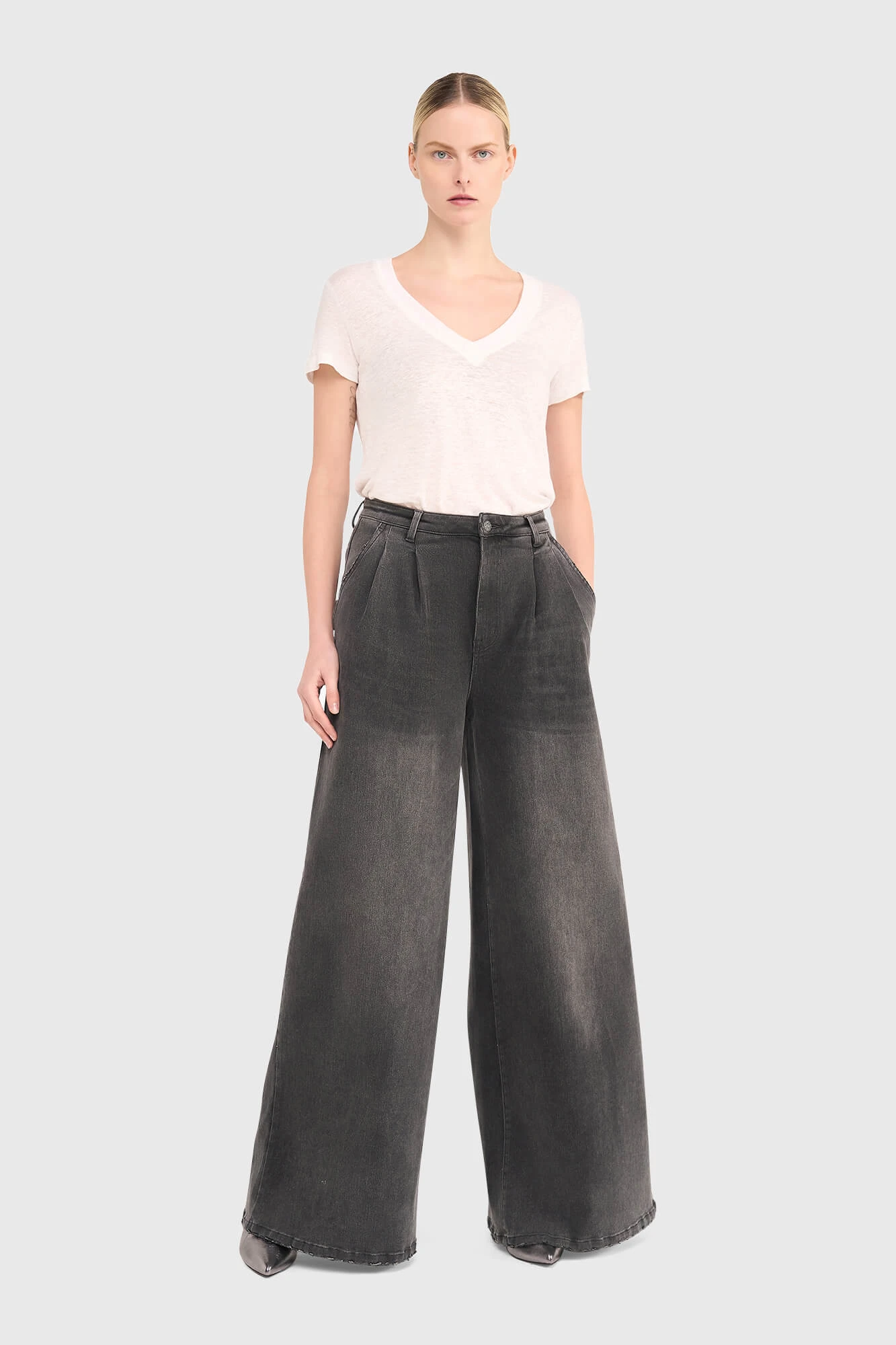 Jeans Dames Wijde Pijp Dollar Grijs 415