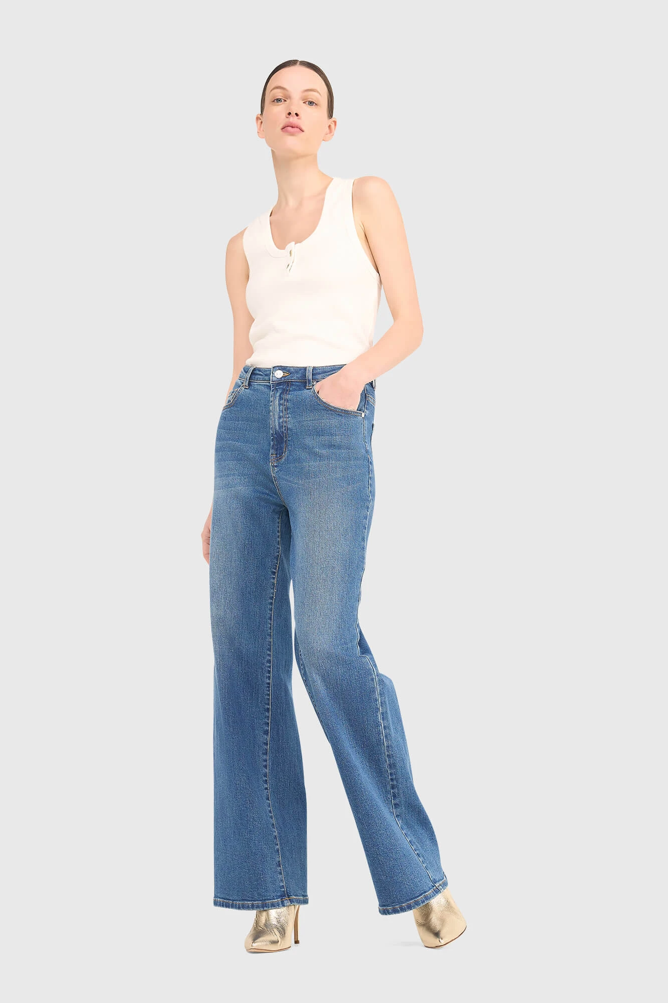 Jeans Dames Wijde Pijp Jason Blauw 111