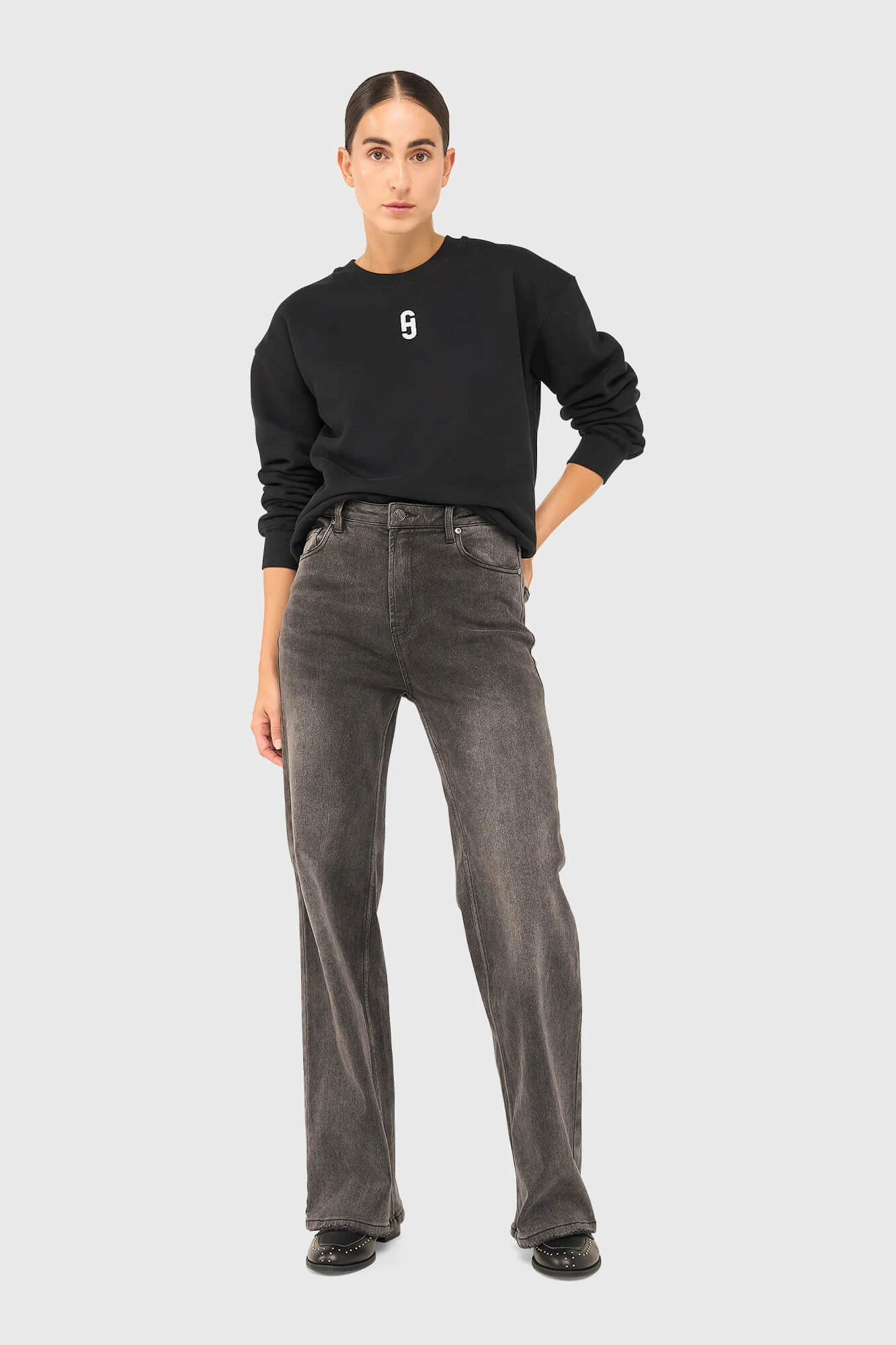 Jeans Dames Wijde Pijp Jason Grijs 415