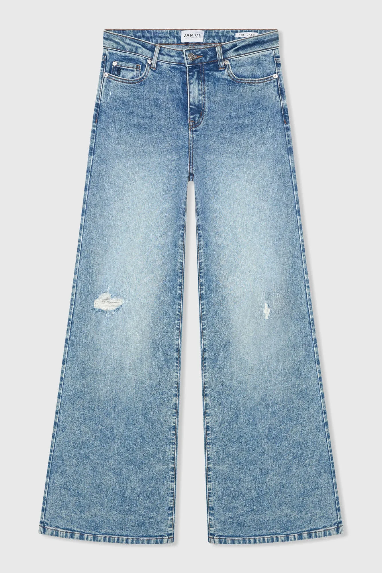 Jeans für Damen, weit geschnitten, mittlere Leibhöhe, Stretch, Cash-Blau, 379