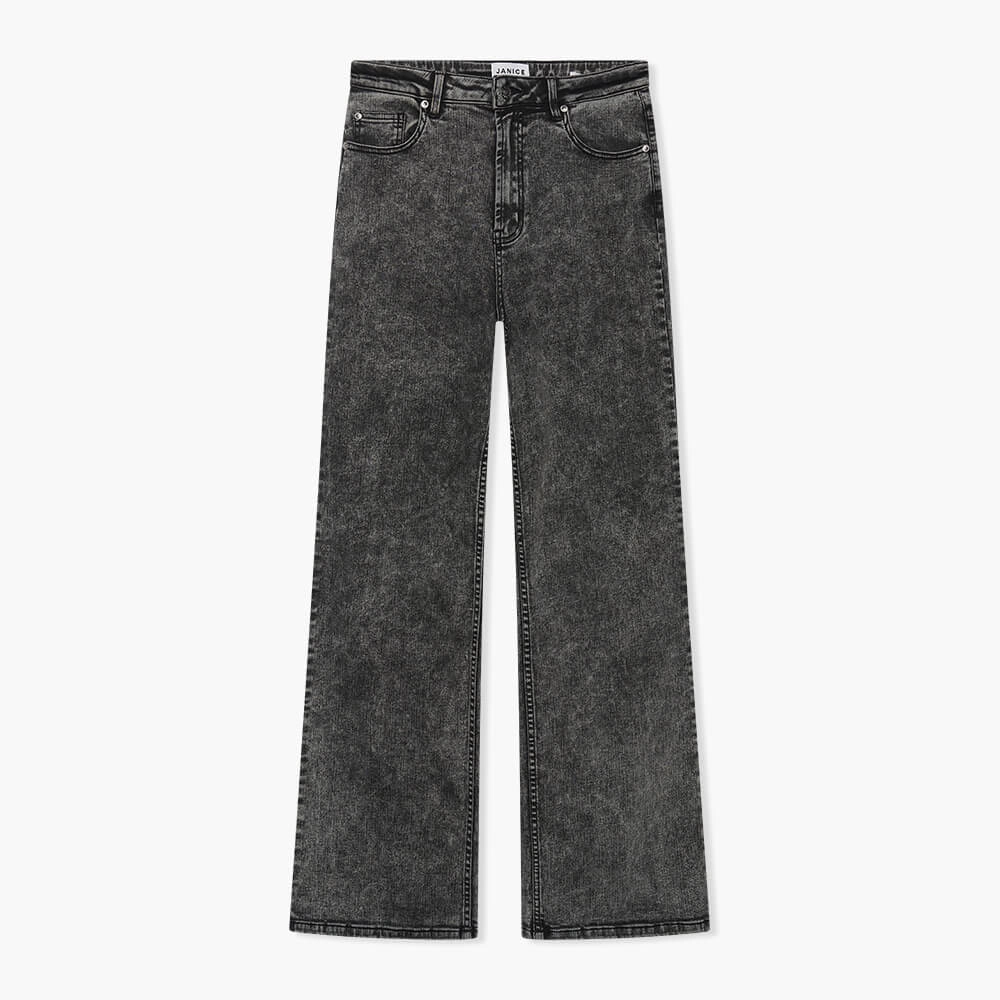 Jeans Dames Wijde Pijp Jason Zwart 100