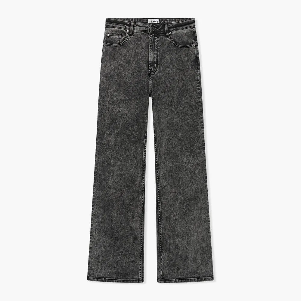 Jeans Dames Wijde Pijp Jason Zwart 100
