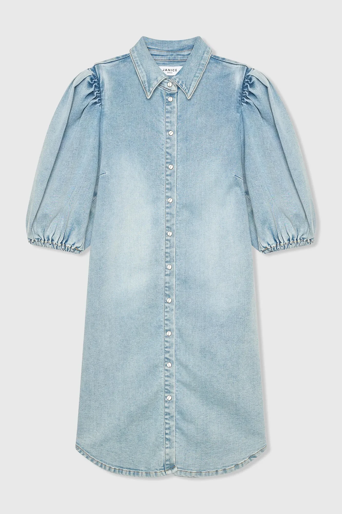 Jeans Jurk Pof Mouwen Steff Blauw 565
