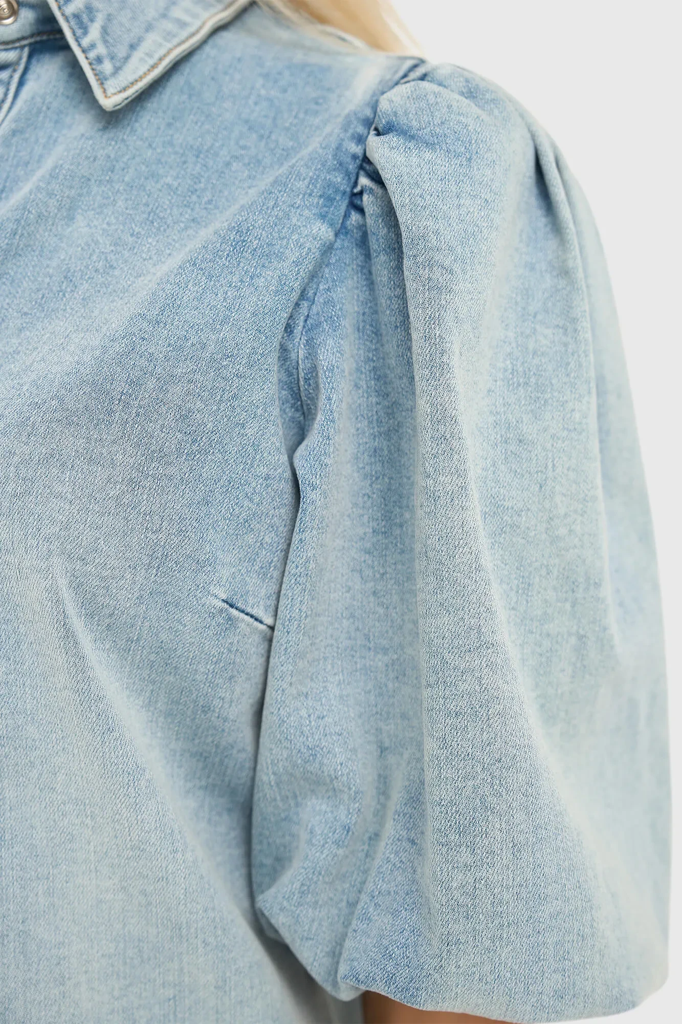 Jeans Jurk Pof Mouwen Steff Blauw 565