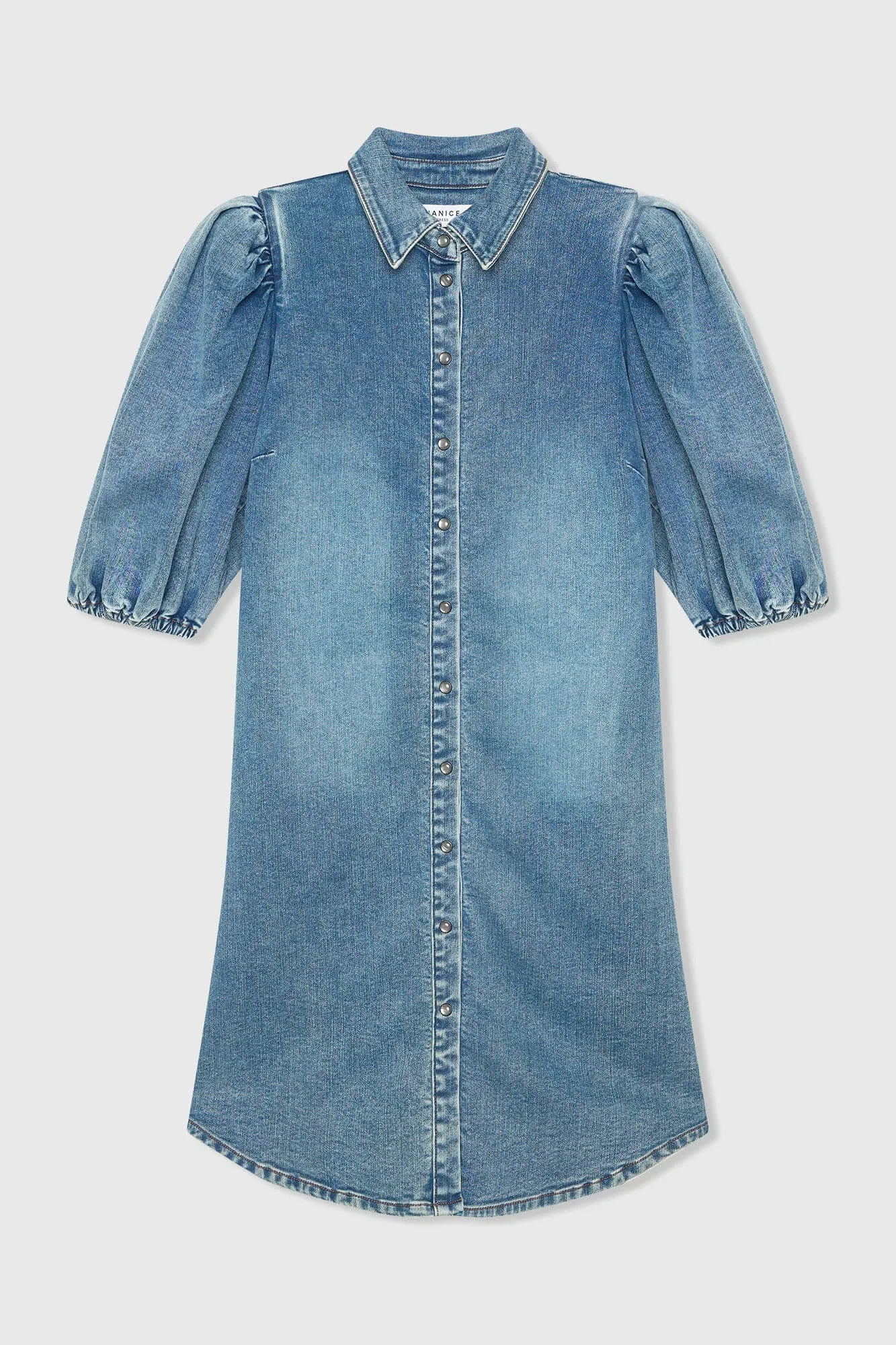 Jeans Jurk Pof Mouwen Steff Blauw 932