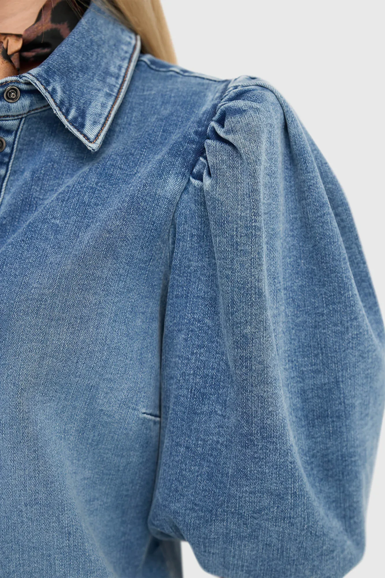 Jeans Jurk Pof Mouwen Steff Blauw 932