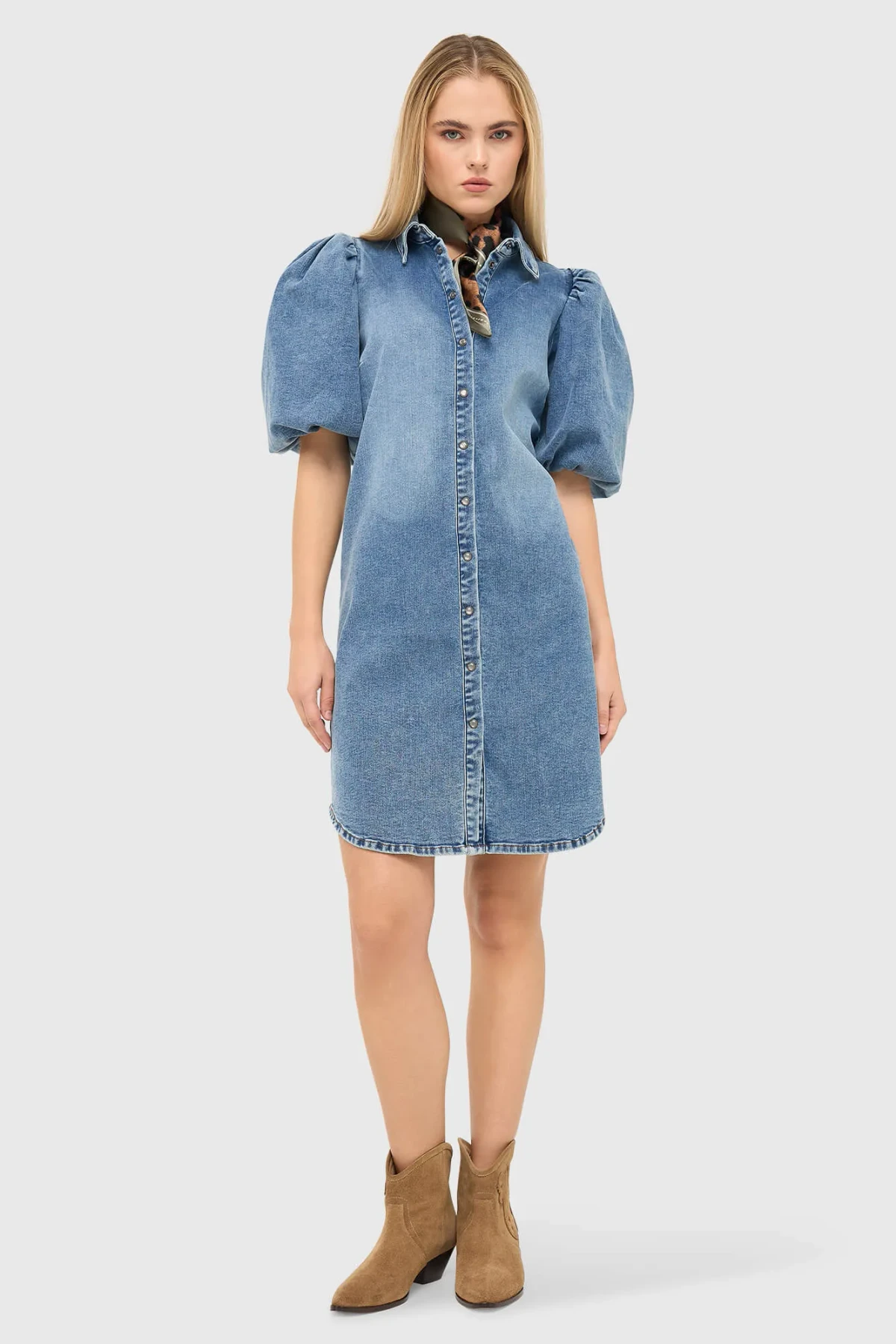 denim dress loose fit Women's Blue STEFF with a Button front SHEIN LUNE Women's Casual Silk Satin Colors:Lemon Sorbet long denim overall dress QTY:265