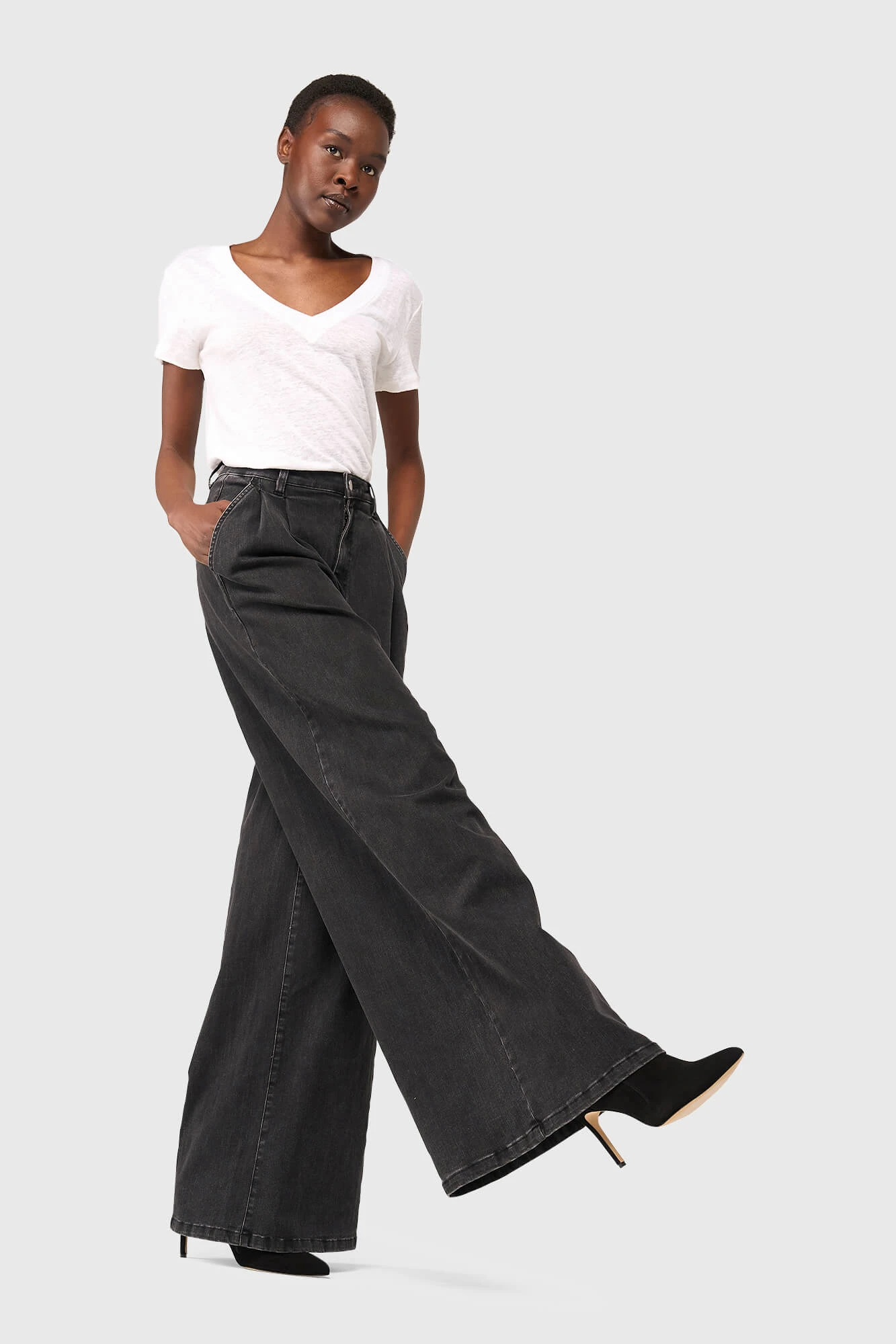 Jeans mit weitem Bein für Damen, Dollar, schwarz, Größe 410